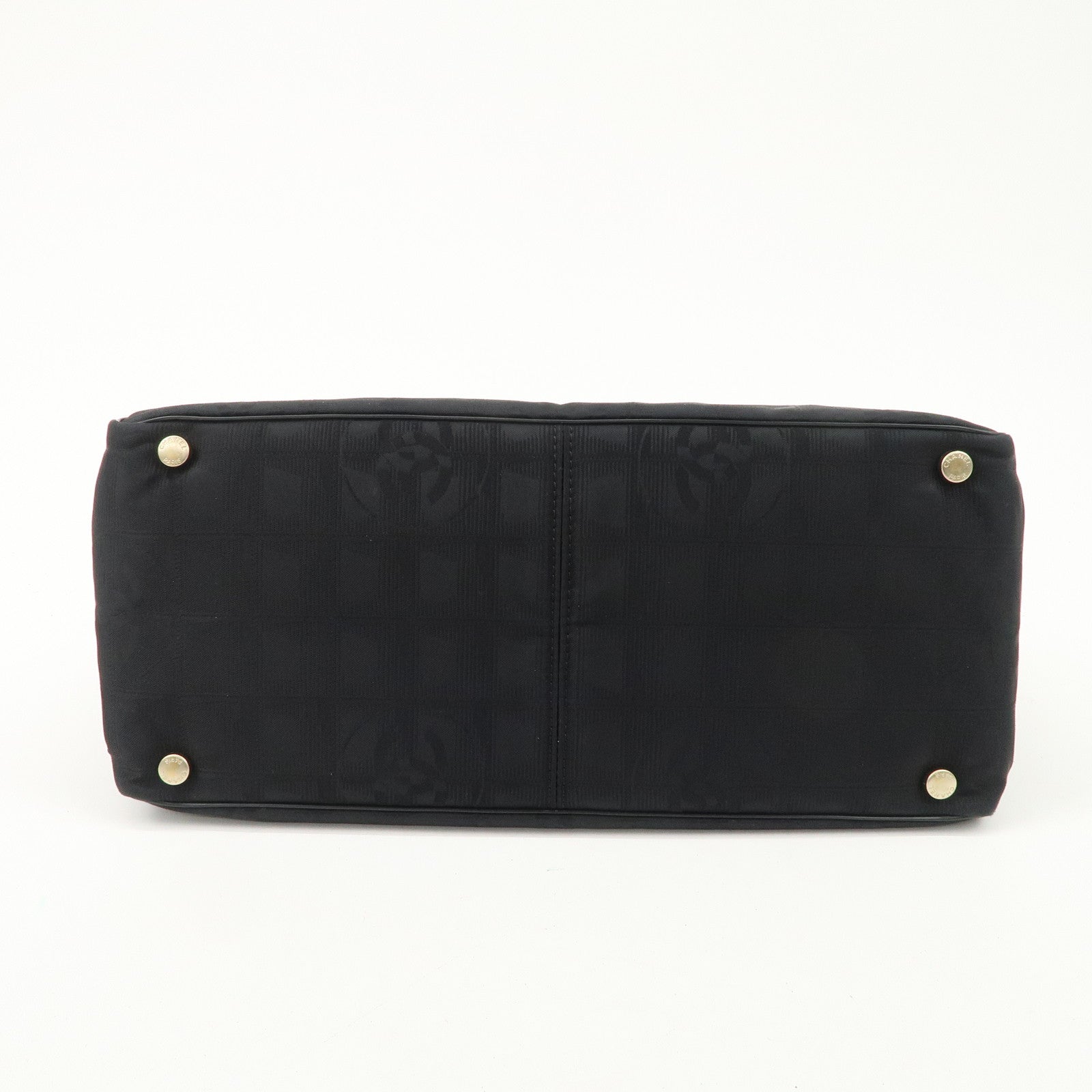 CHANEL New Travel Line Nylon Jacquard Leather Tote Bag A15991 Used