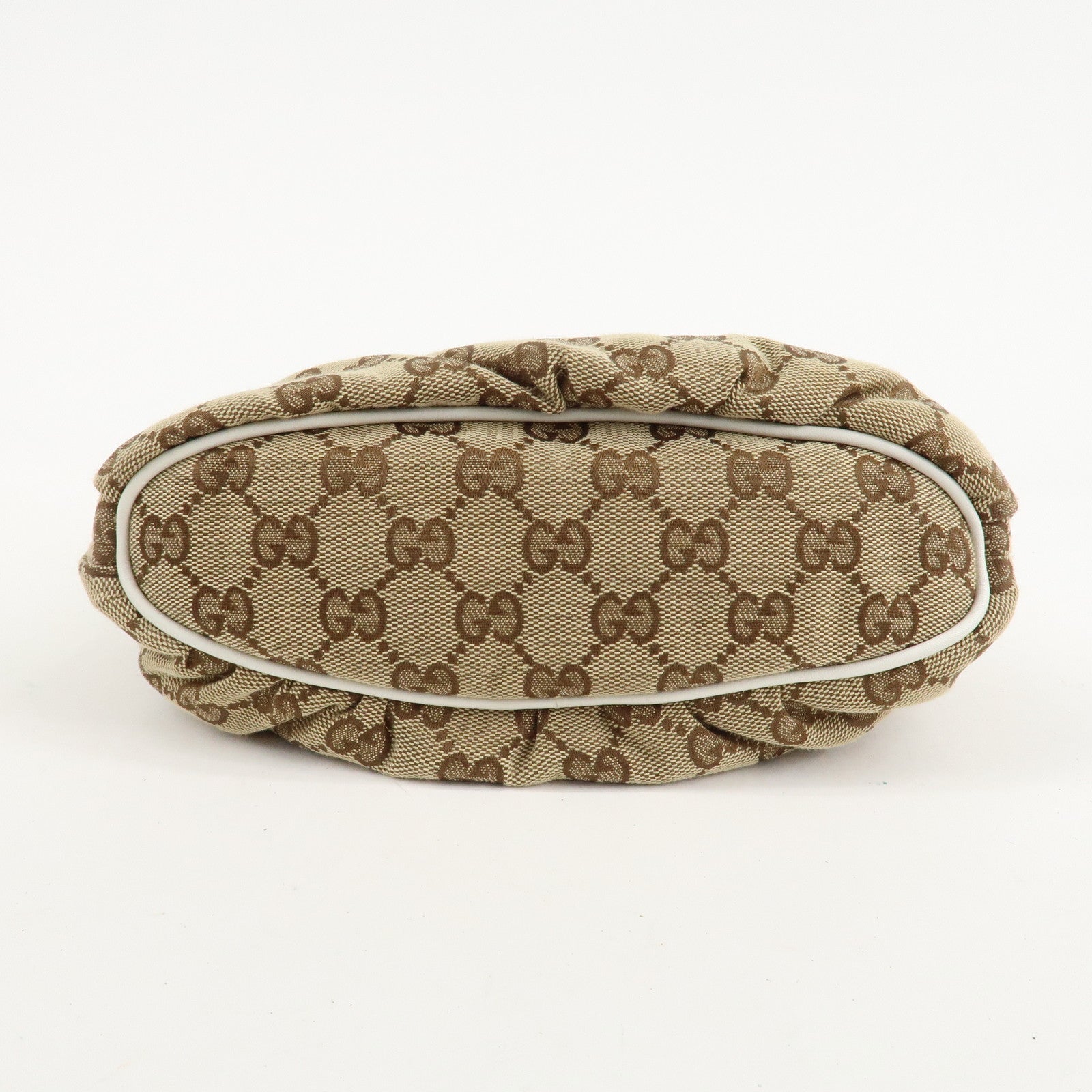 GUCCI GG Canvas Leather Shoulder Bag Hand Bag Beige White 224093 Used