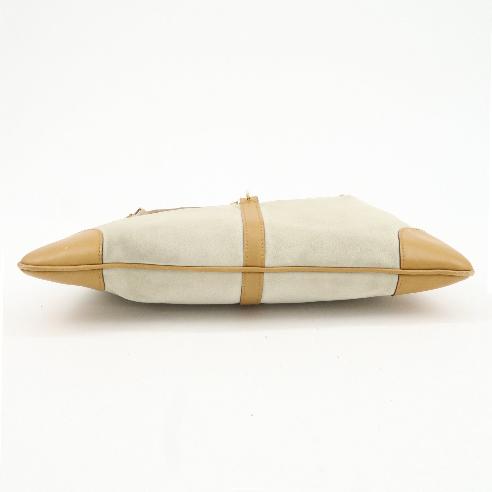 GUCCI Bamboo Suede Leather Shoulder Bag Gray Brown 001.4060 Used