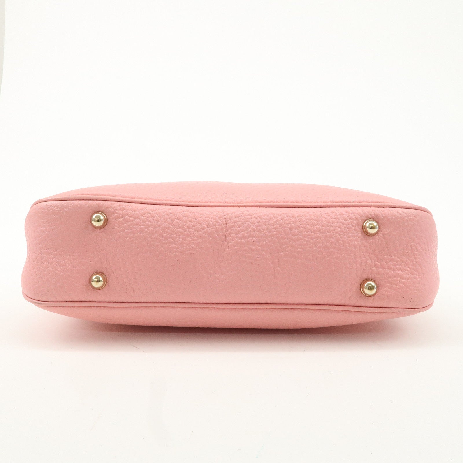 GUCCI Bamboo Leather Shoulder Bag Hand Bag Studs Pink 137378 Used