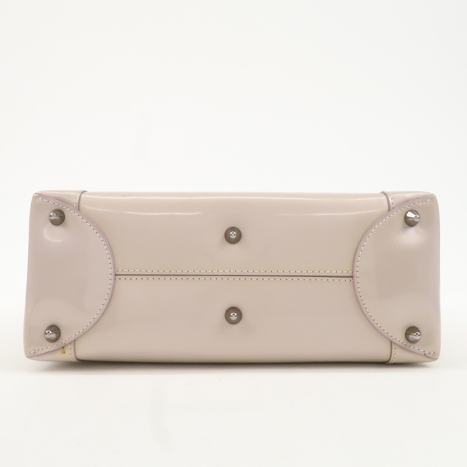 Christian Dior Maris Pearl Patent Leather Tote Bag Beige Used