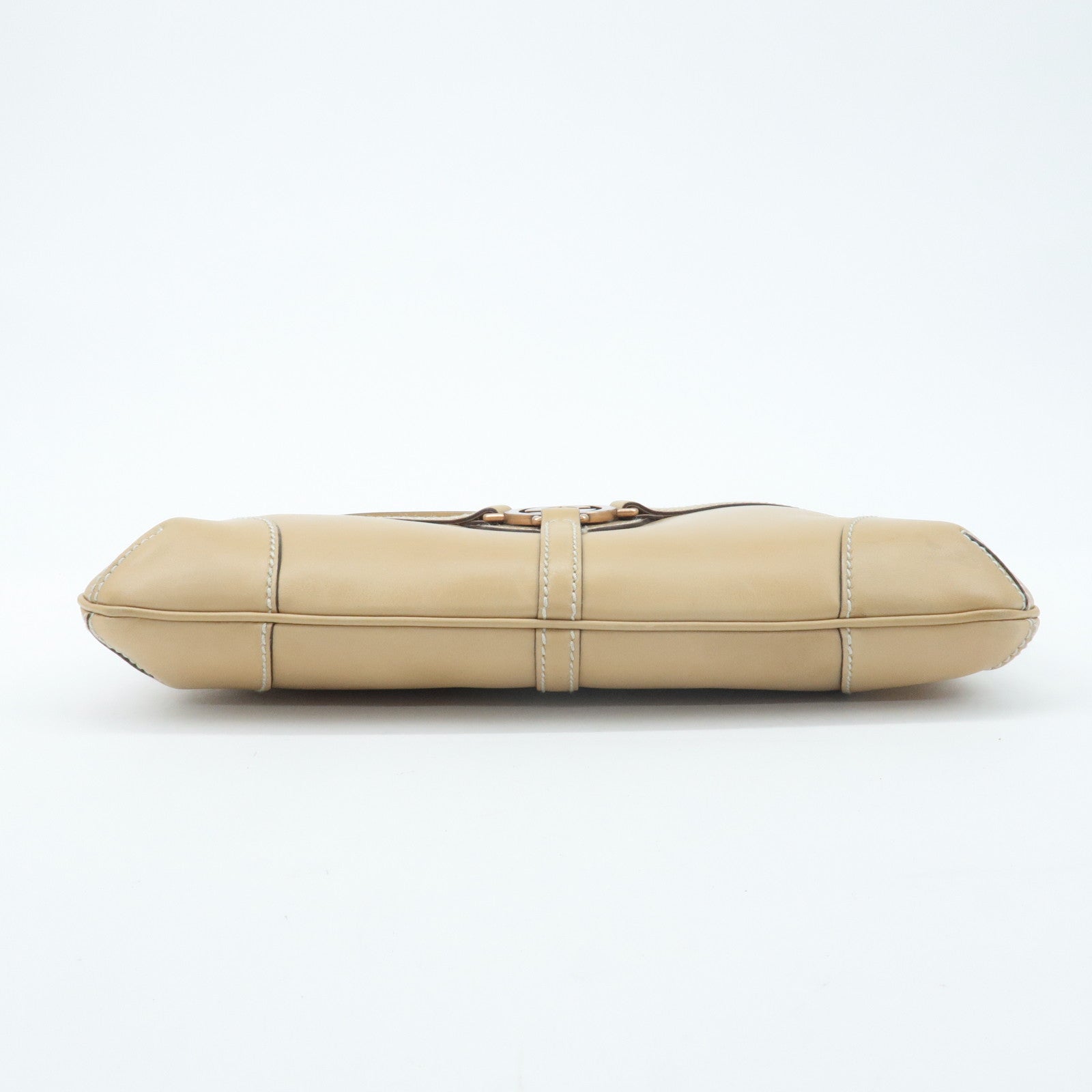 GUCCI Interlocking G Leather Shoulder Bag Beige 114877 Used