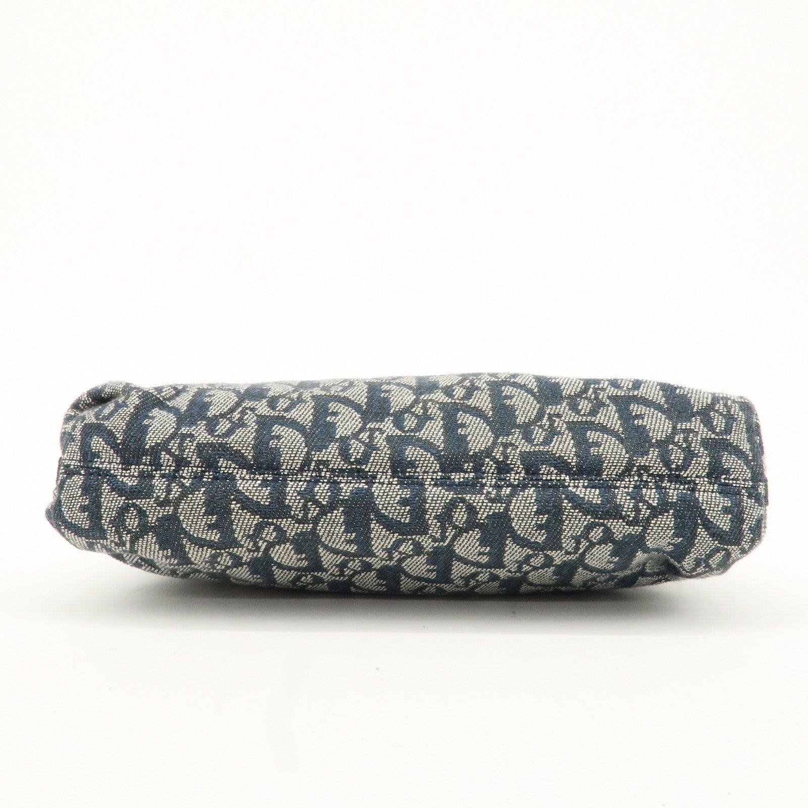 Christian Dior Trotter Canvas Leather Shoulder Bag Navy White Used