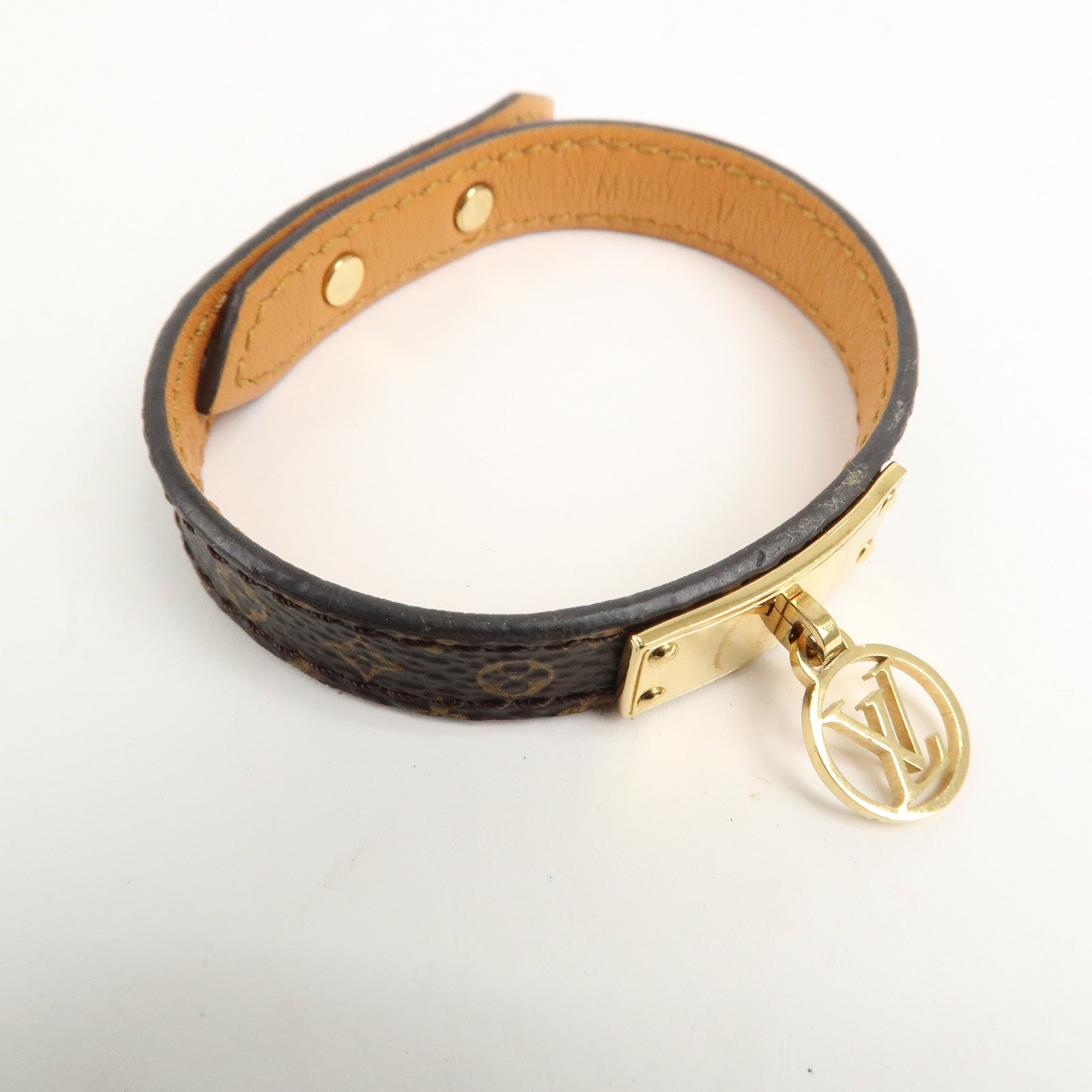 Louis Vuitton Monogram Bracelet Logo Mania 17 Brown M4150 Used