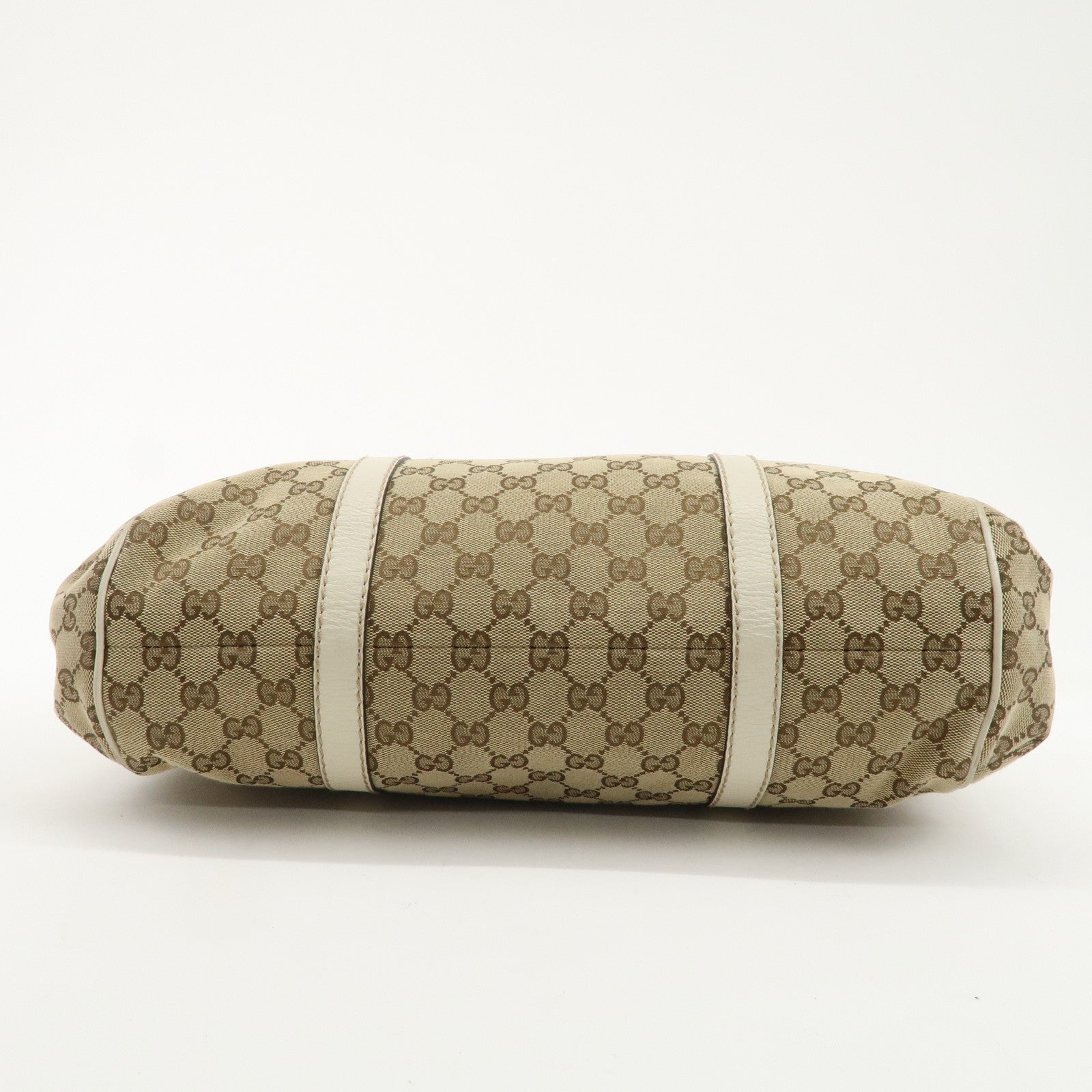 GUCCI Sherry GG Canvas Leather Hand Bag Beige Brown 233609 Used