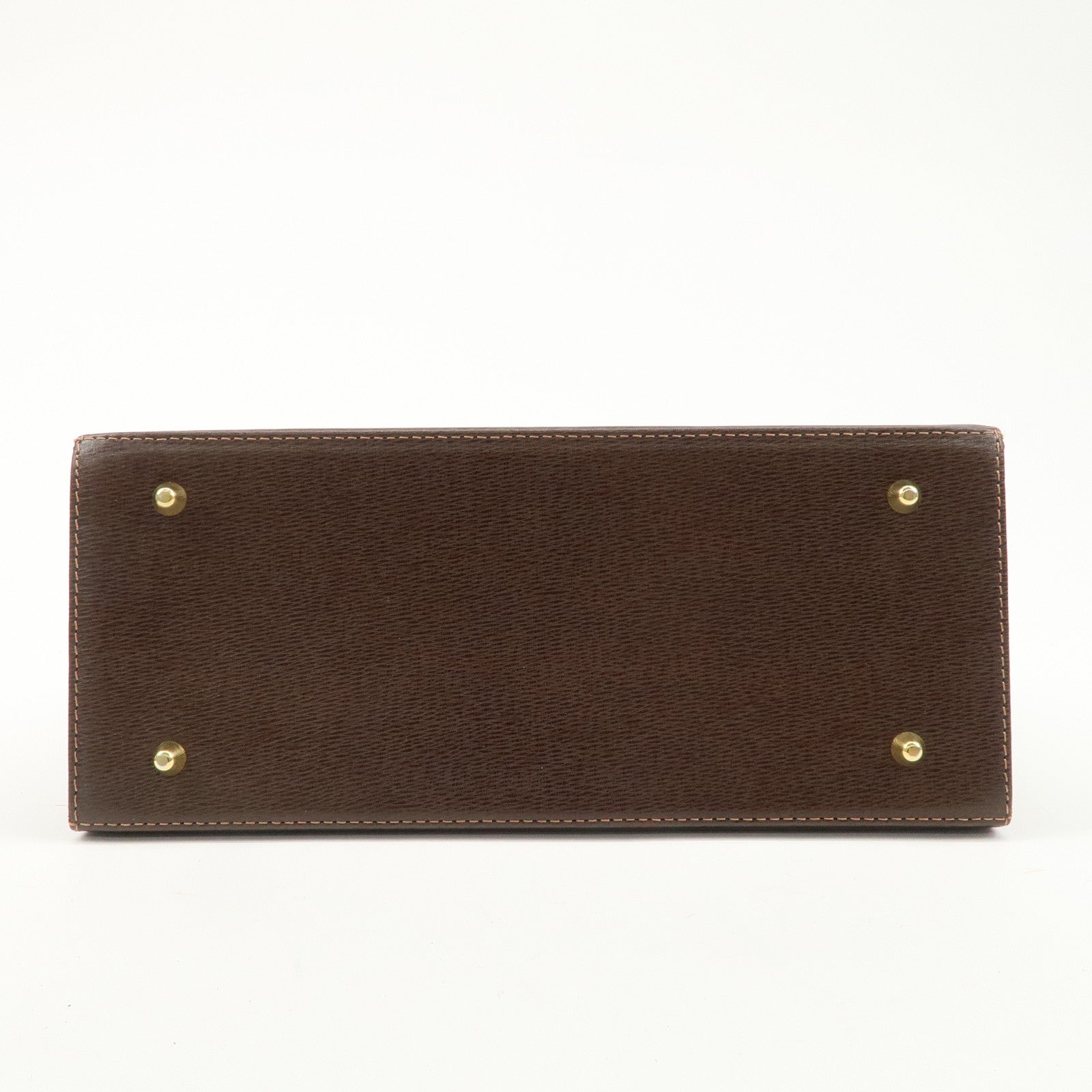 BURBERRY Leather Tote Bag Hand Bag Brown Gold Hardware Used