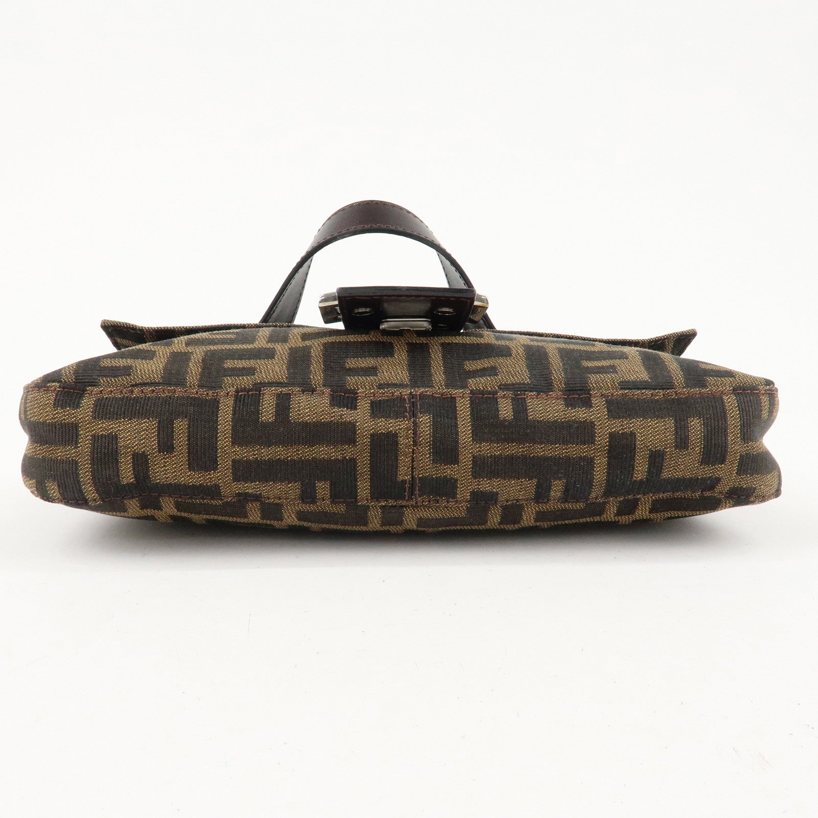 FENDI Mamma Baguette Zucca Canvas Shoulder Bag Brown Black 26424 Used