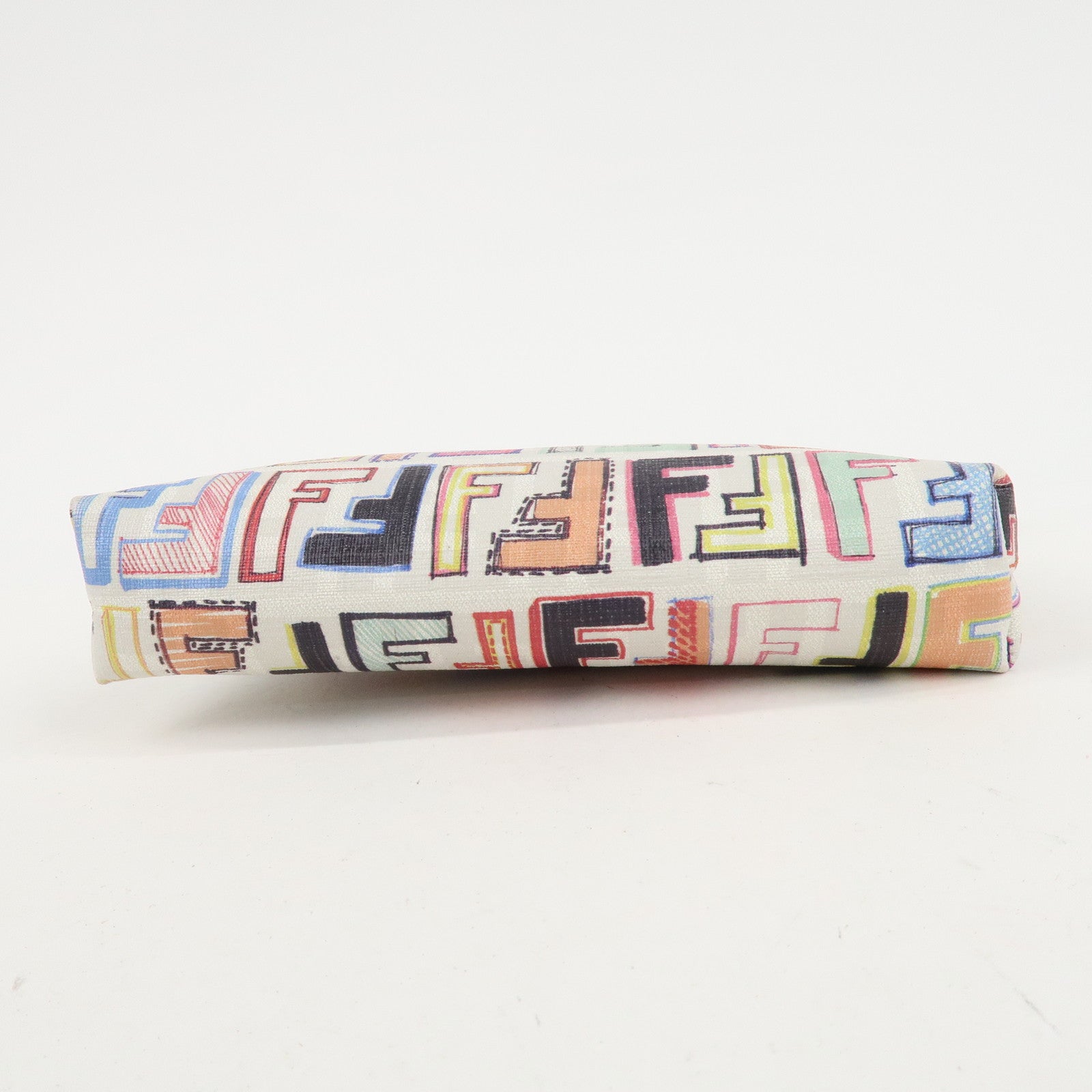 FENDI Zucca PVC Accessory Chain Pouch Multi Color Ivory 8BR592 Used