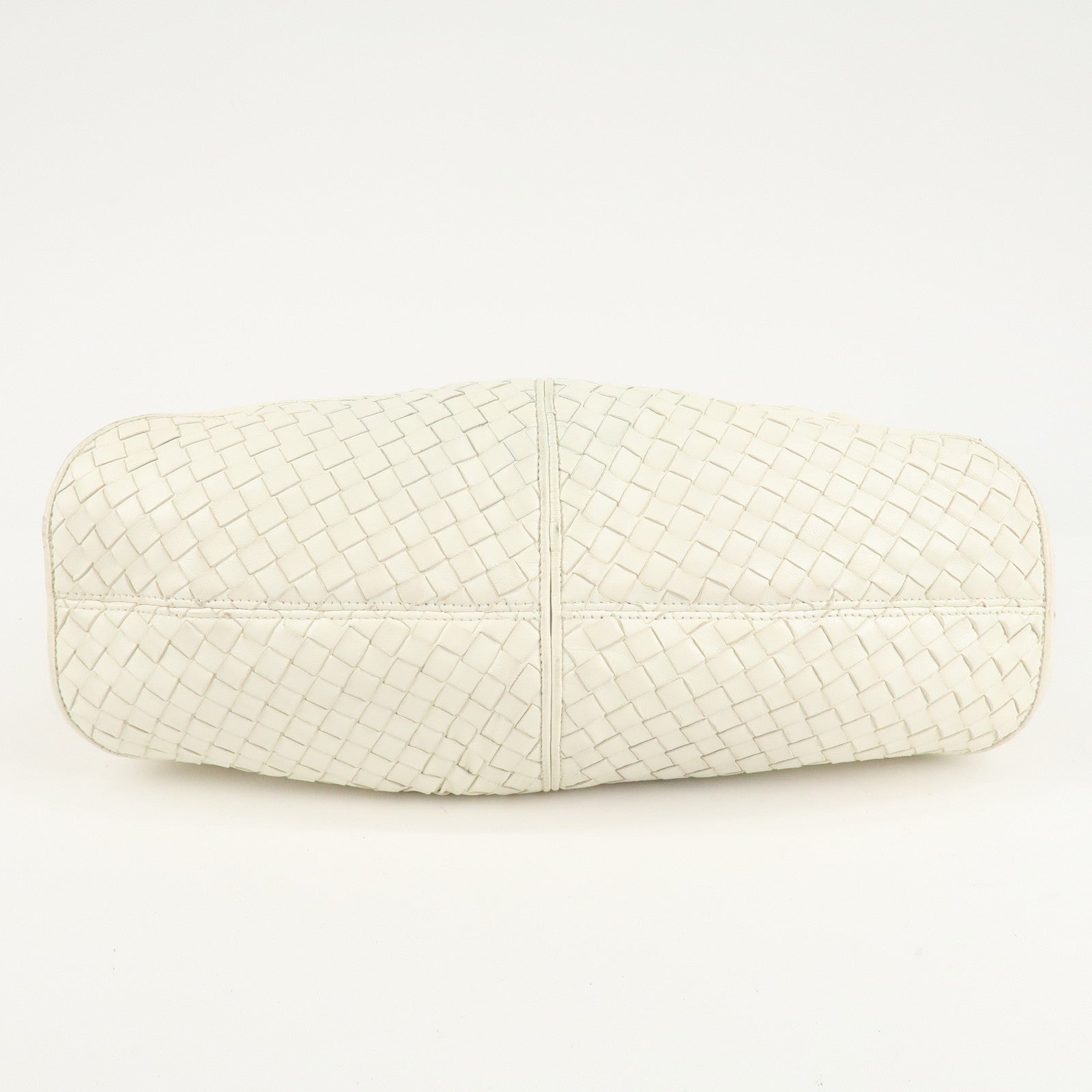 BOTTEGA VENETA Intrecciato Leather Shoulder Bag White 145552 Used