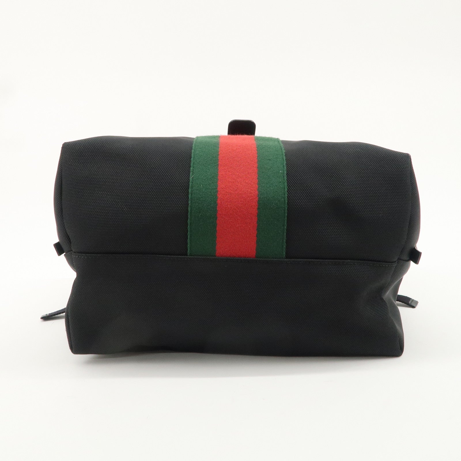 GUCCI Sherry Canvas Leather Ruck Sack Back Pack Black 337075 Used