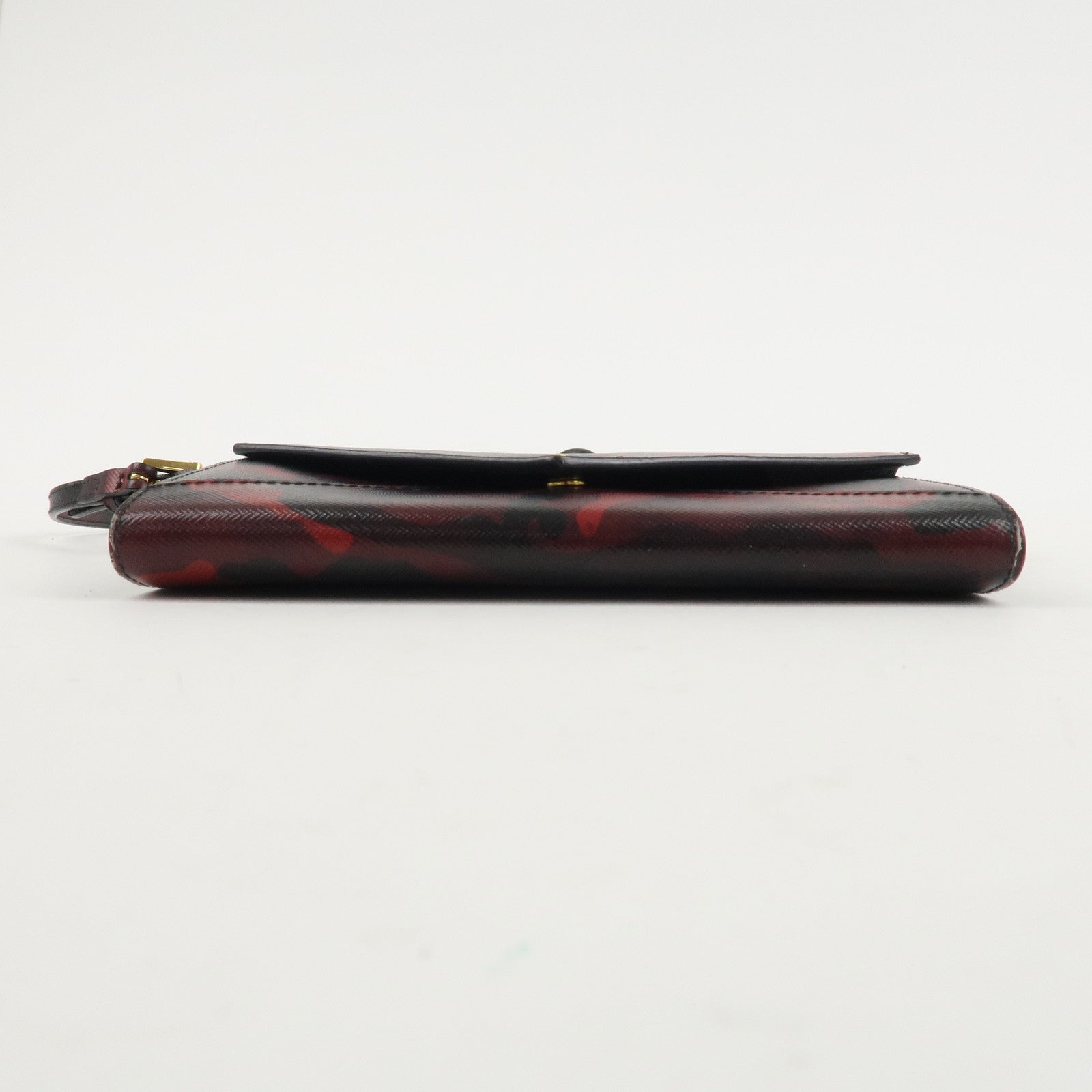 PRADA Saffiano Leather Shoulder Long Wallet Camouflage 1M1437 Used