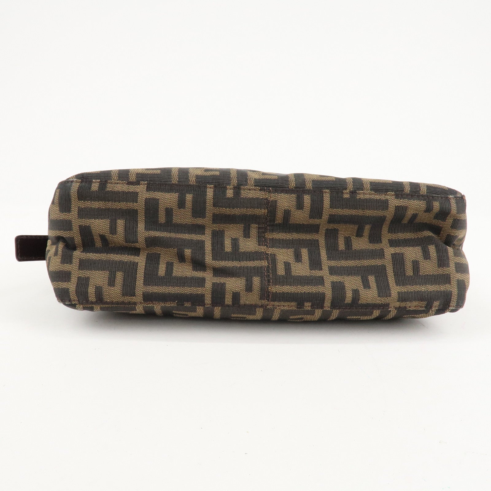 FENDI Zucca Canvas Leather Shoulder Bag Brown Black 26566 Used