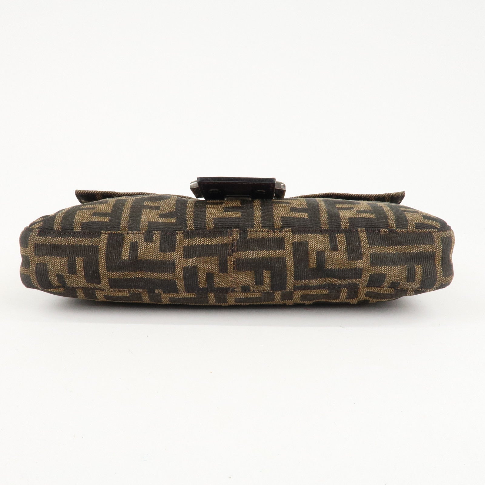 FENDI Zucca Mamma Baguette Canvas Shoulder Bag Brown Black 26424 Used