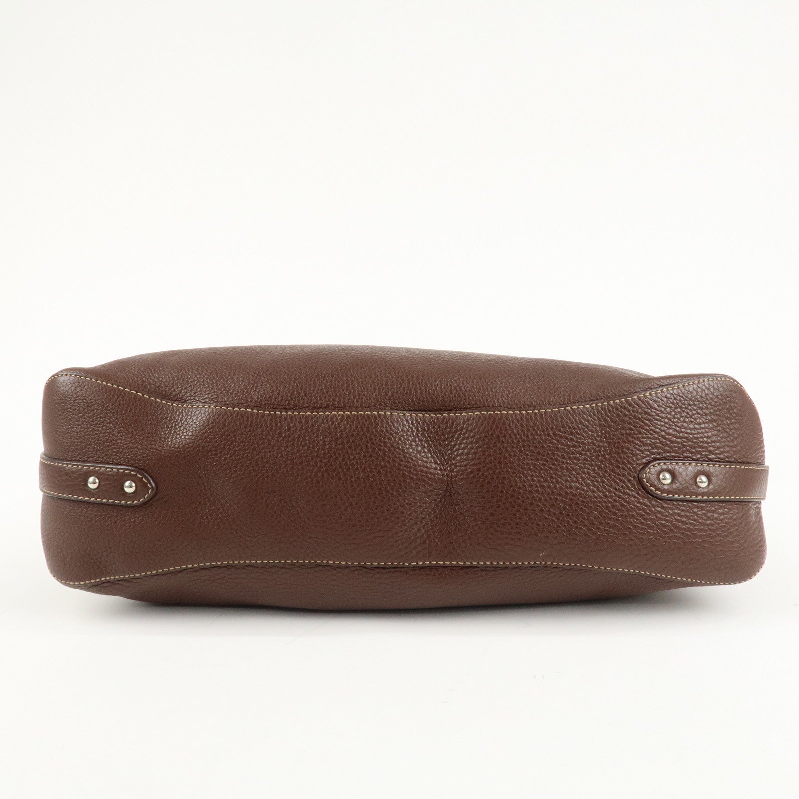 PRADA Leather Shoulder Bag Brown BR3408 Used