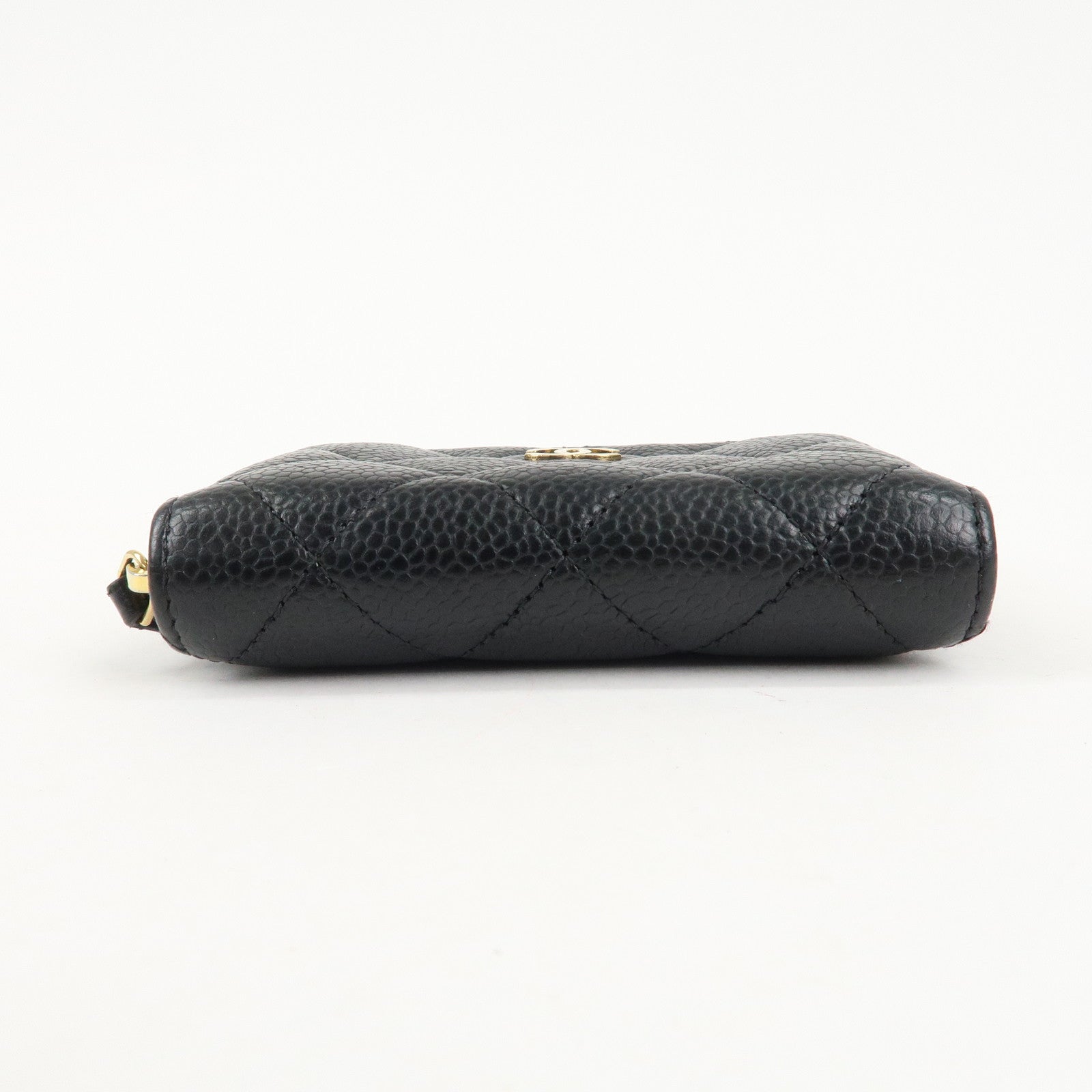 CHANEL Matelasse Caviar Skin Zipper Around Coin Case Black AP0216 Used