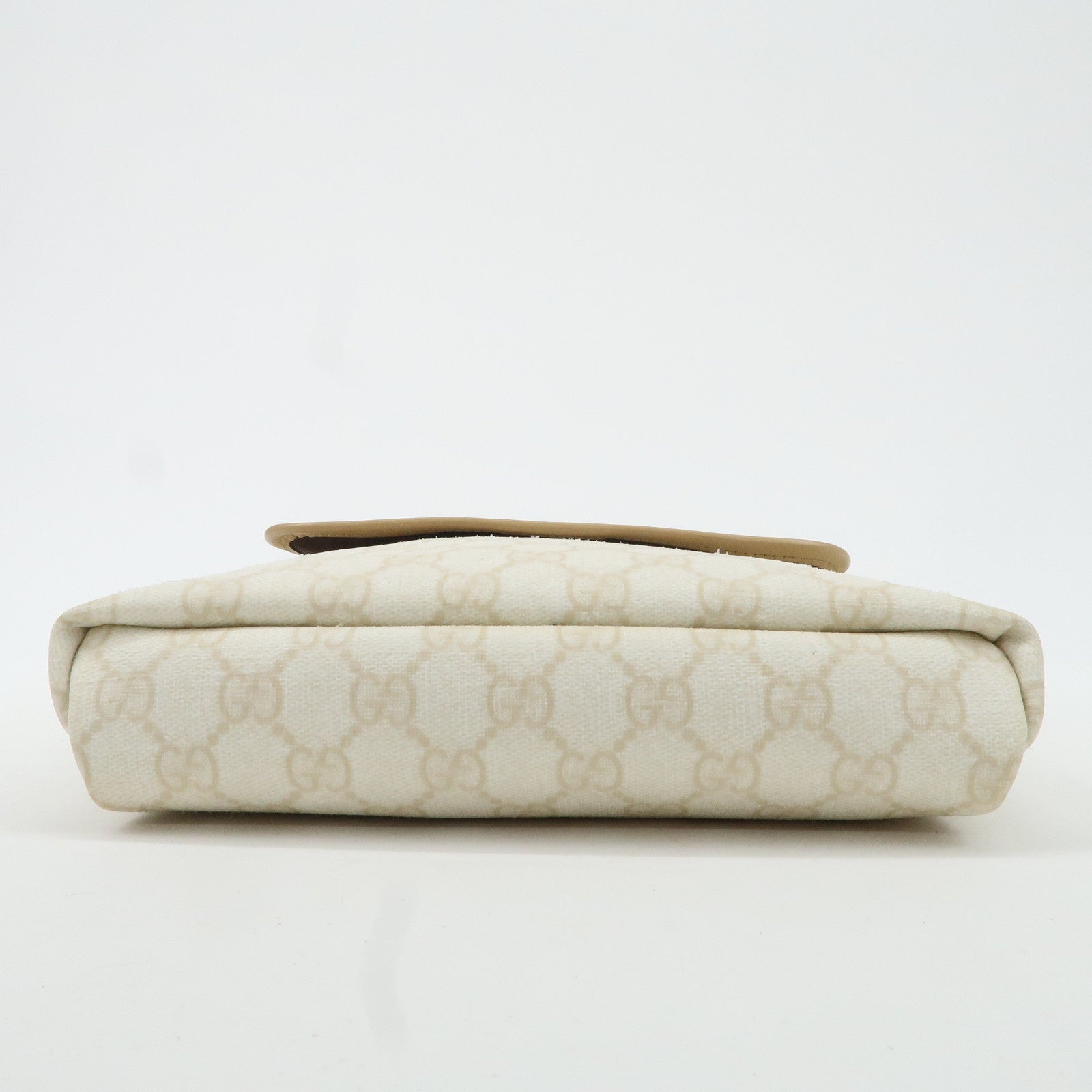 GUCCI GG Supreme Leather Shoulder Bag Ivory Light Brown 223666 Used