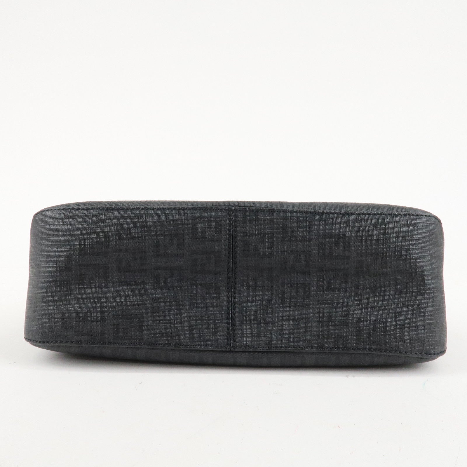 FENDI Zucchino PVC Leather Chain Shoulder Bag Gray Black 8BR003 Used