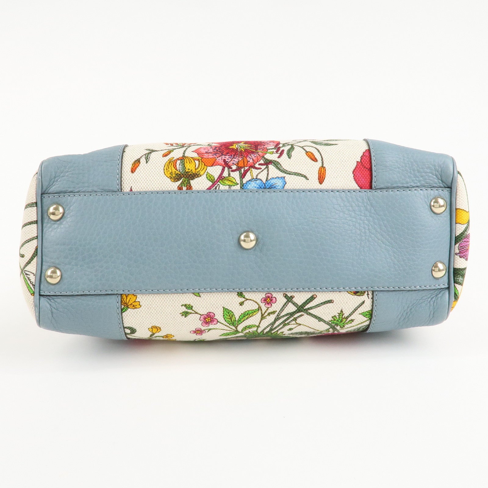 GUCCI Bamboo Canvas Leather 2Way Bag Flora Japan Limited 336032 Used