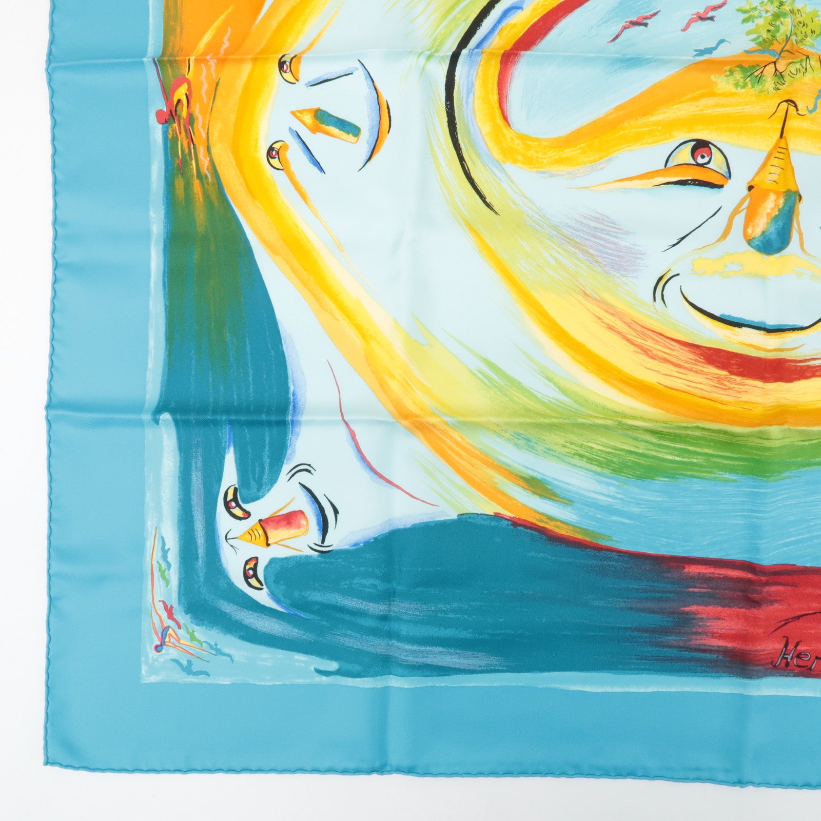 HERMES Carre 90 Silk 100% Scarf Smiles in Third Millenary Used