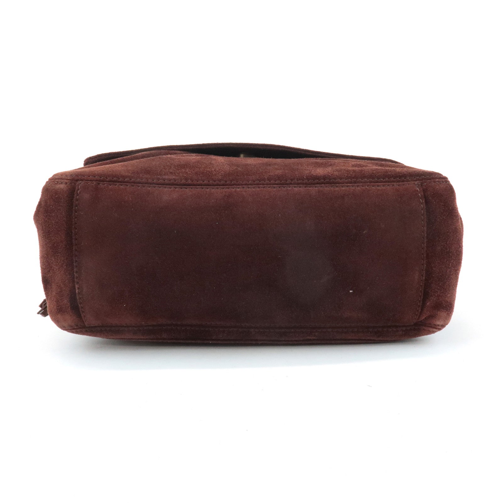 CHANEL COCO Mark Suede Leather Fringe Shoulder Bag Brown Used