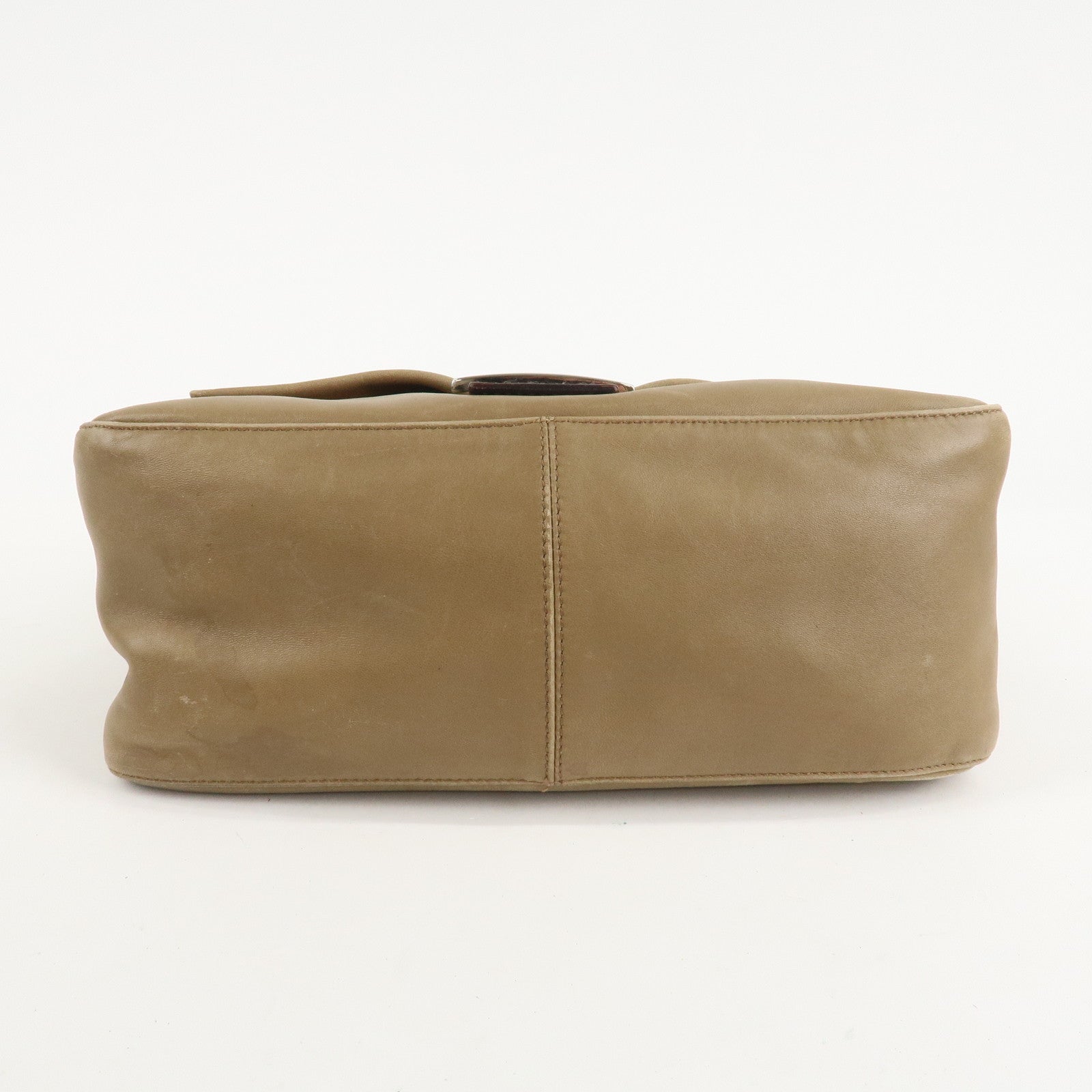 FENDI Mamma Baguette Leather Shoulder Bag Hand Bag Beige Used