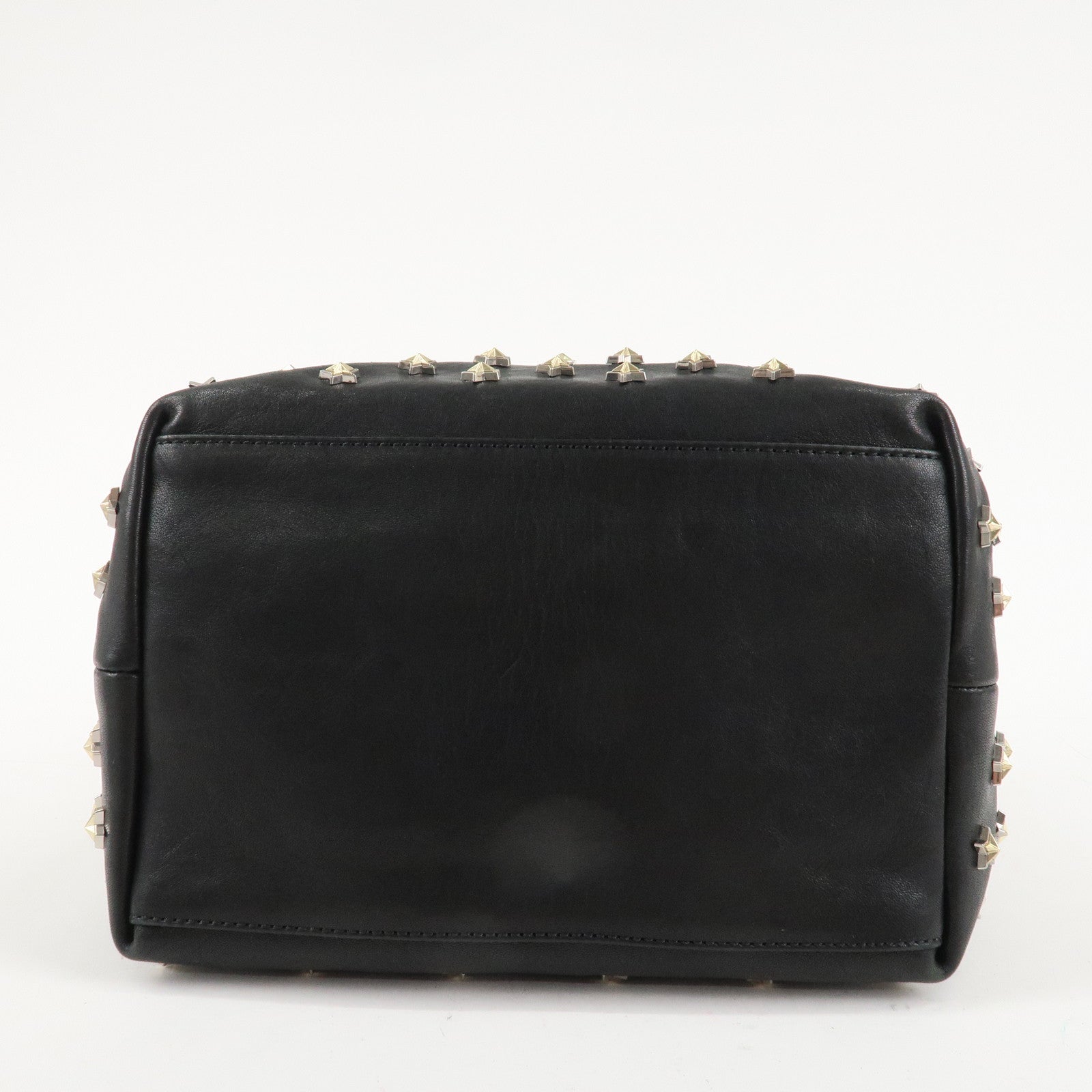 JIMMY CHOO Leather Tote Bag Hand Bag Star Studs Black Gold HDW Used