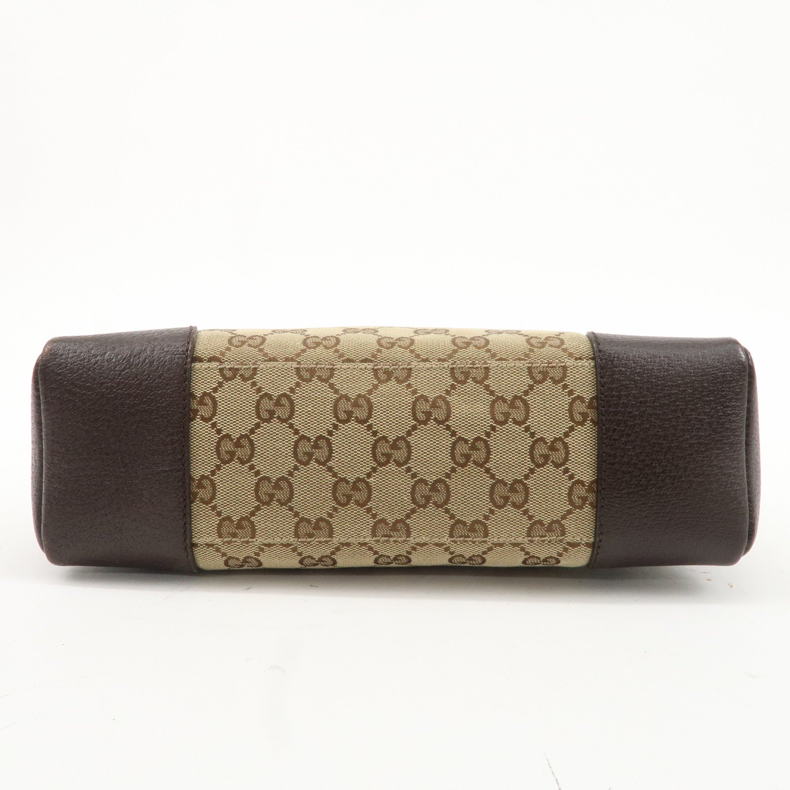 GUCCI GG Canvas Leather Shoulder Bag Beige Brown 114273 Used