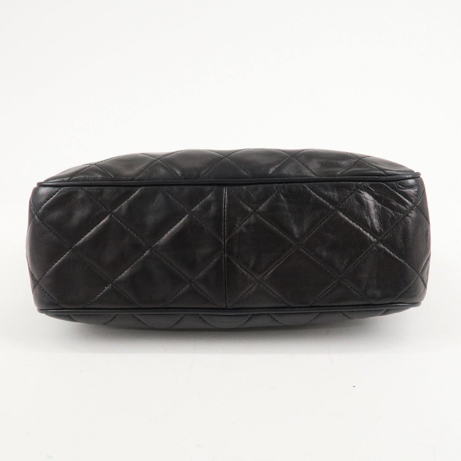 CHANEL Matelasse Lamb Skin COCO Mark Chain Shoulder Bag Black Used