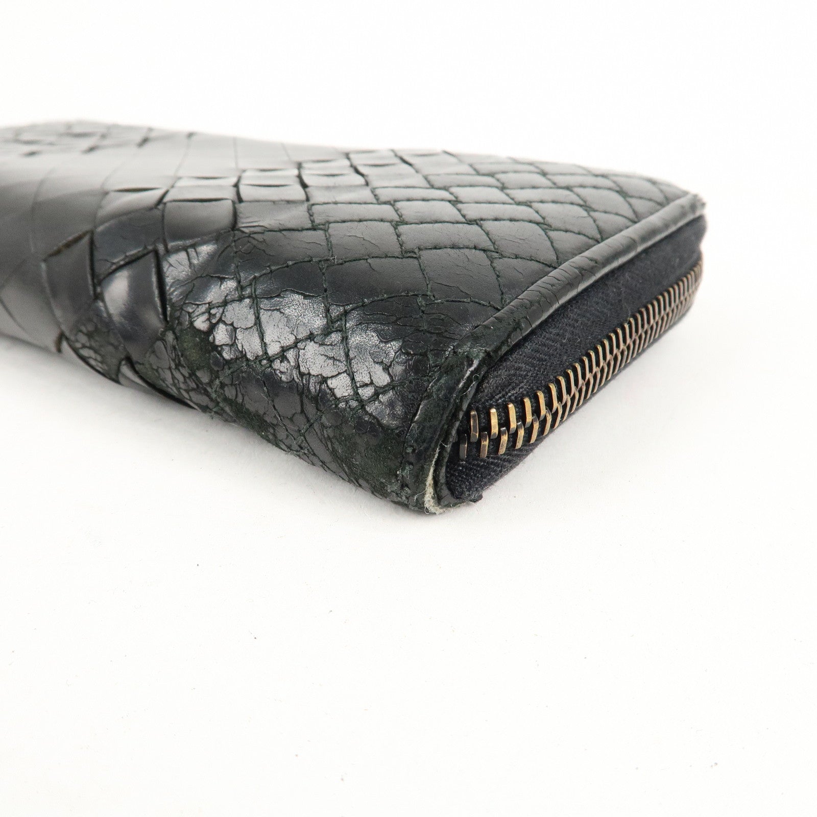 BOTTEGA VENETA Set of 2 Intrecciato Leather Zip Around Wallet Used