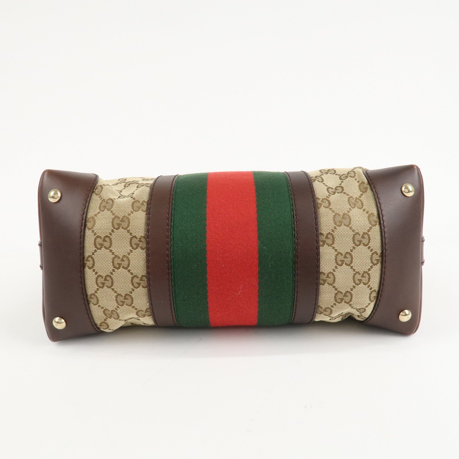 GUCCI Sherry GG Canvas Leather Tote Bag Beige Brown 257341 Used