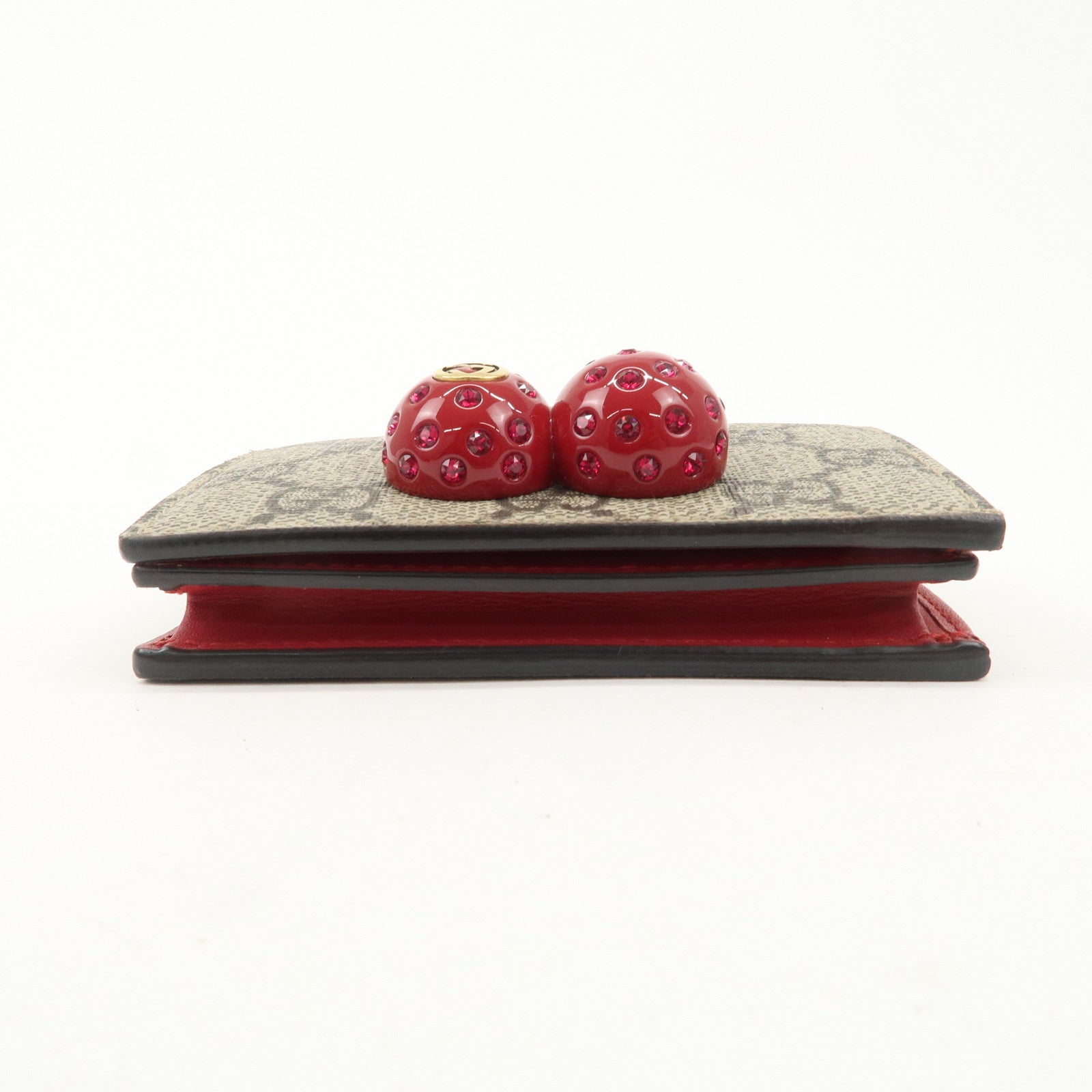 GUCCI Cherry Interlocking G GG Supreme Compact Wallet 476050 Used