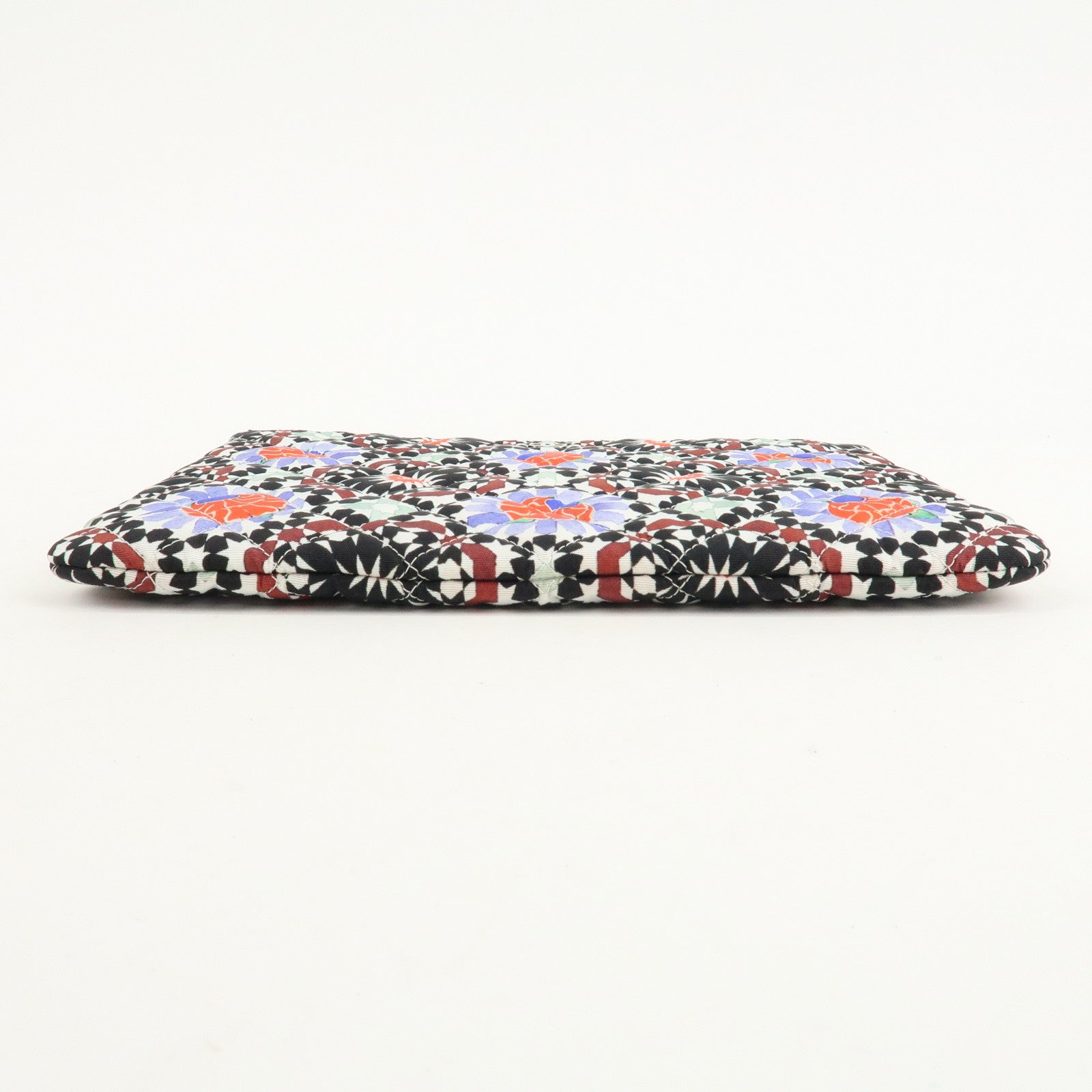 CHANEL COCO Mark Canvas Quilting Flower Print Clutch Bag A82074 Used