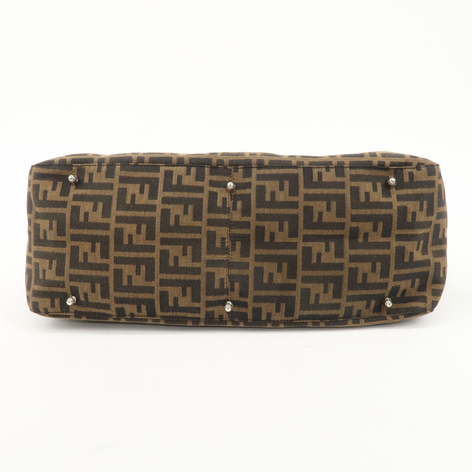 FENDI Zucca Canvas Leather Tote Bag Brown Black 26329 Used