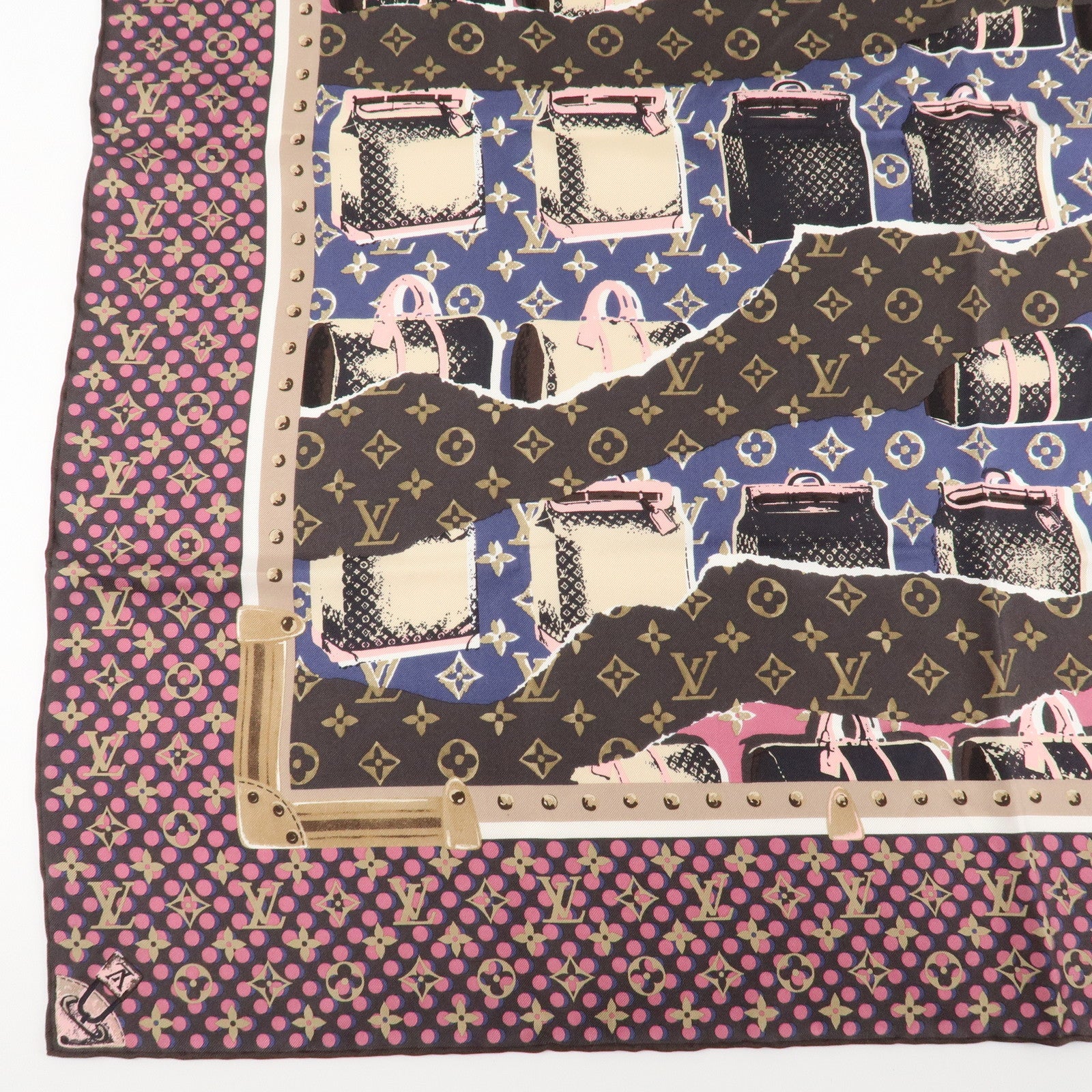 Louis Vuitton Monogram 100% Silk Scarf Monogram Wall Paper Print Used