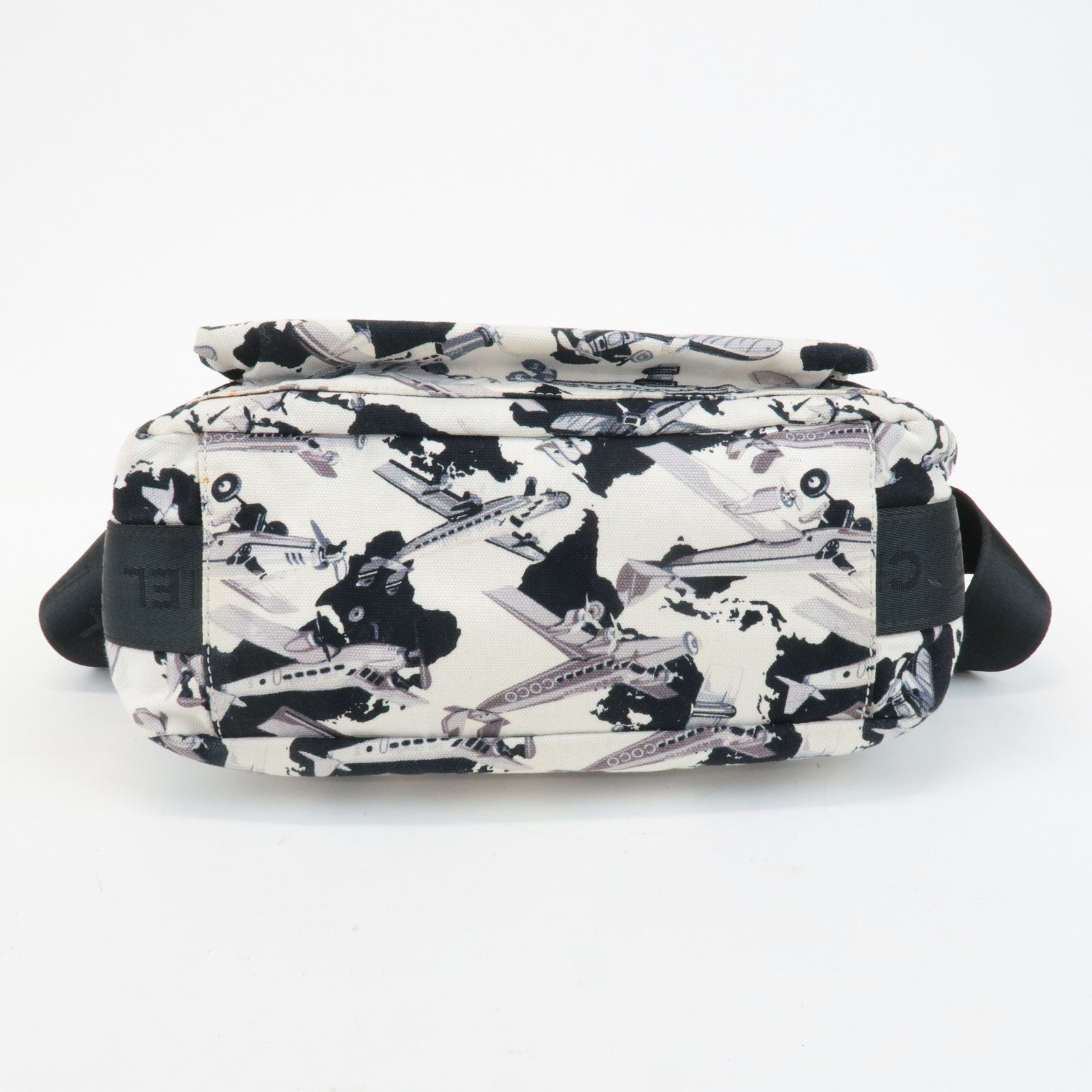 CHANEL Airline Canvas Leather Shoulder Bag Airplane Pattern Used