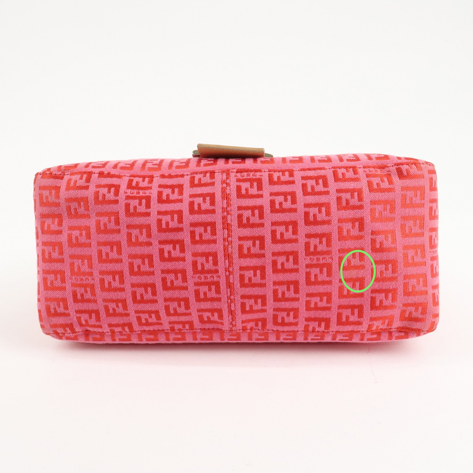 FENDI Mamma Baguette Zucchino Canvas Leather Shoulder Bag 8BR001 Used