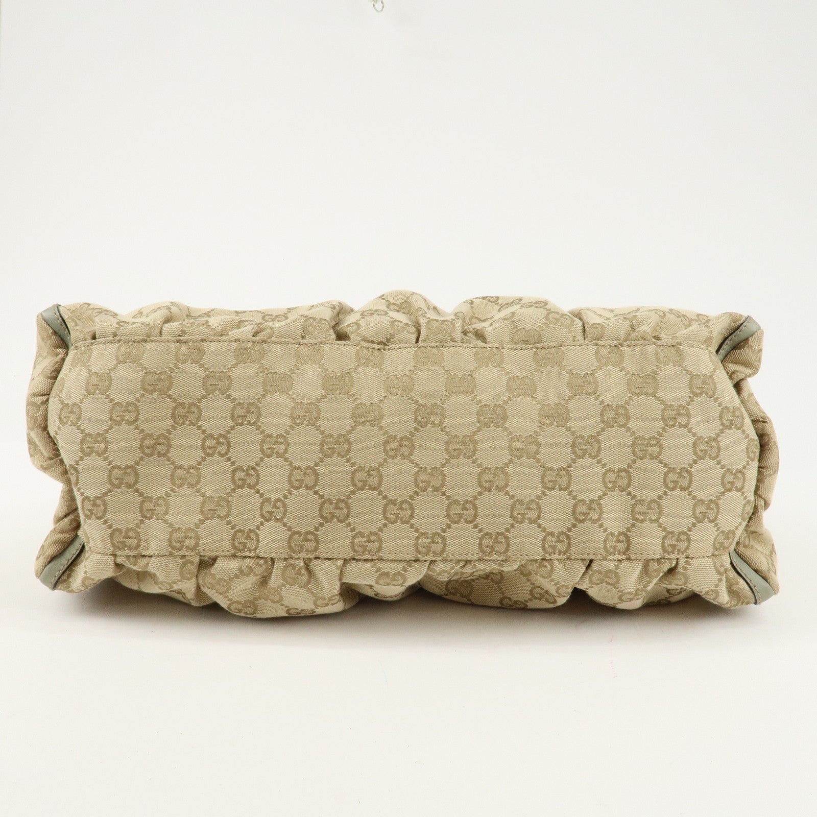 GUCCI Abbey GG Canvas Leather Shoulder Bag Beige Gold 189833 Used