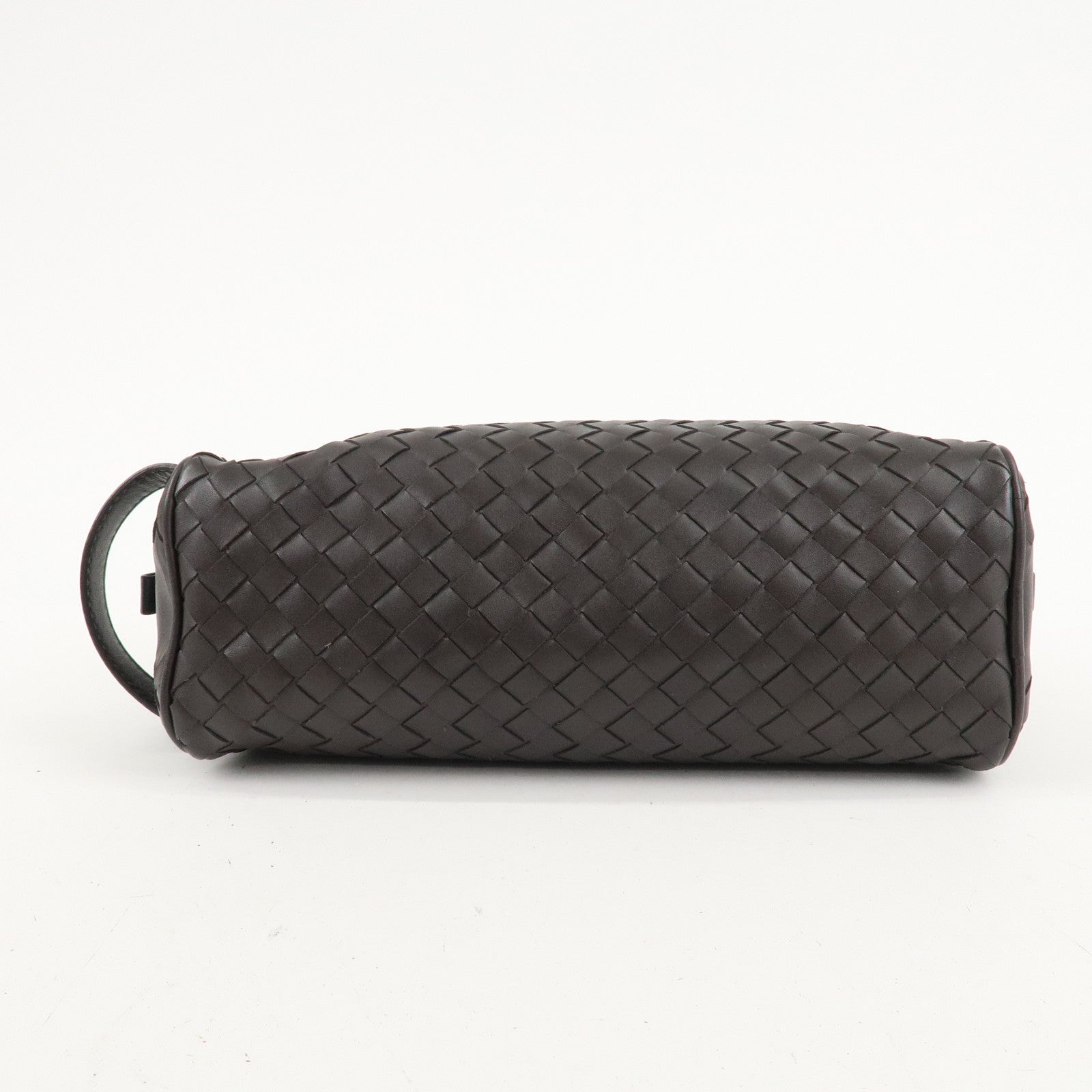 BOTTEGA VENETA Intrecciato Leather Second Bag Dark Brown Used
