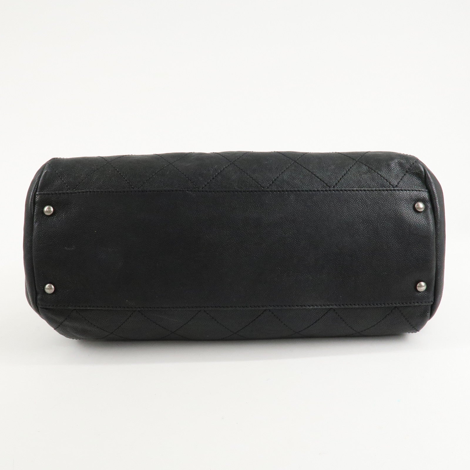 CHANEL Matelasse Caviar Skin Boston Bag Hand Bag Black A33046 Used