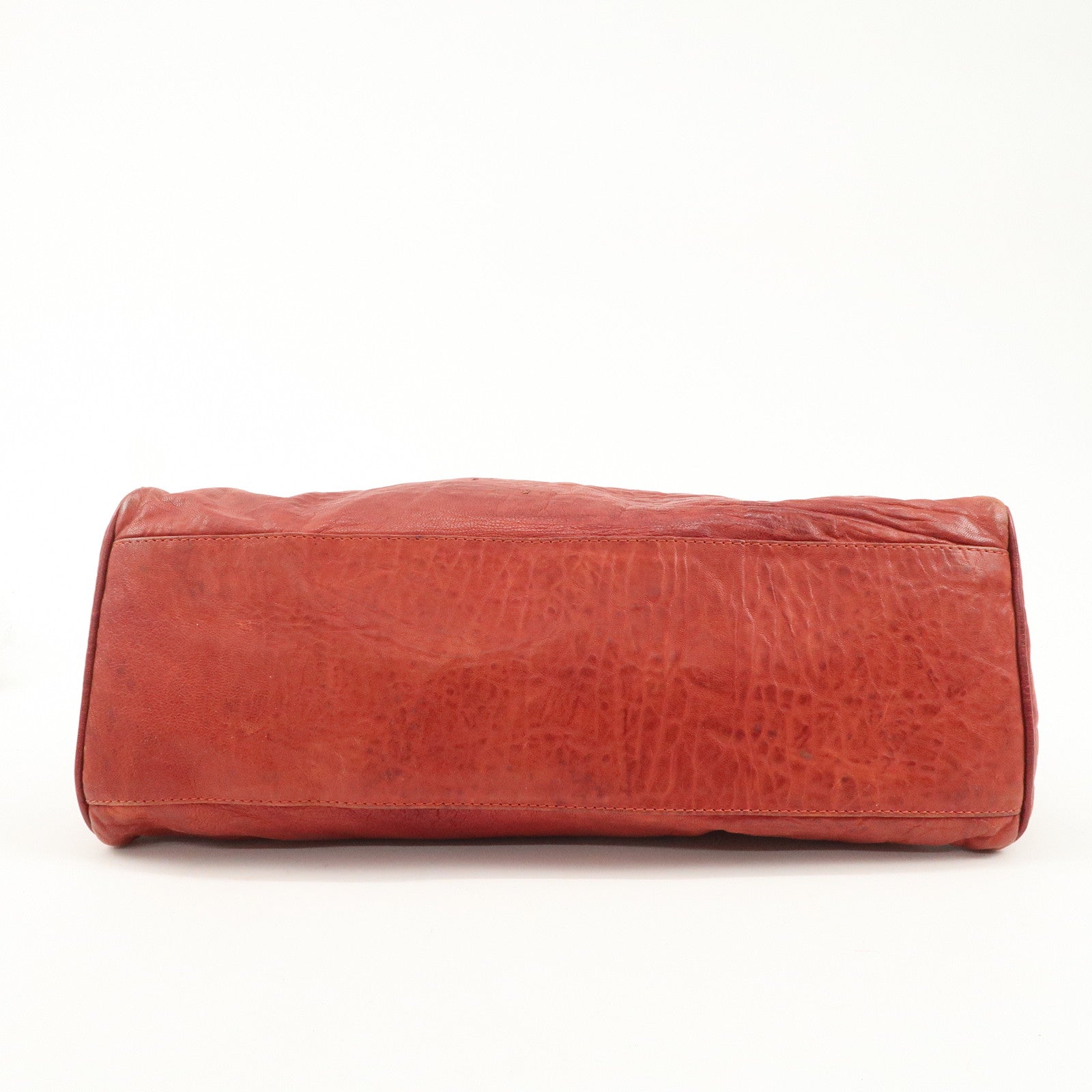 FENDI Ethnico Leather Tote Bag Shoulder Bag Red 8BN162 Used