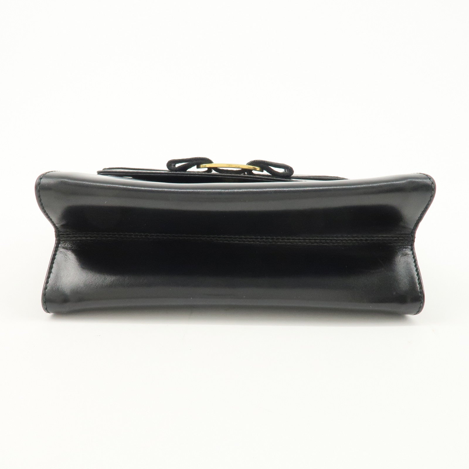 Ferragamo Vara Ribbon Leather Small Hand Bag Black Used