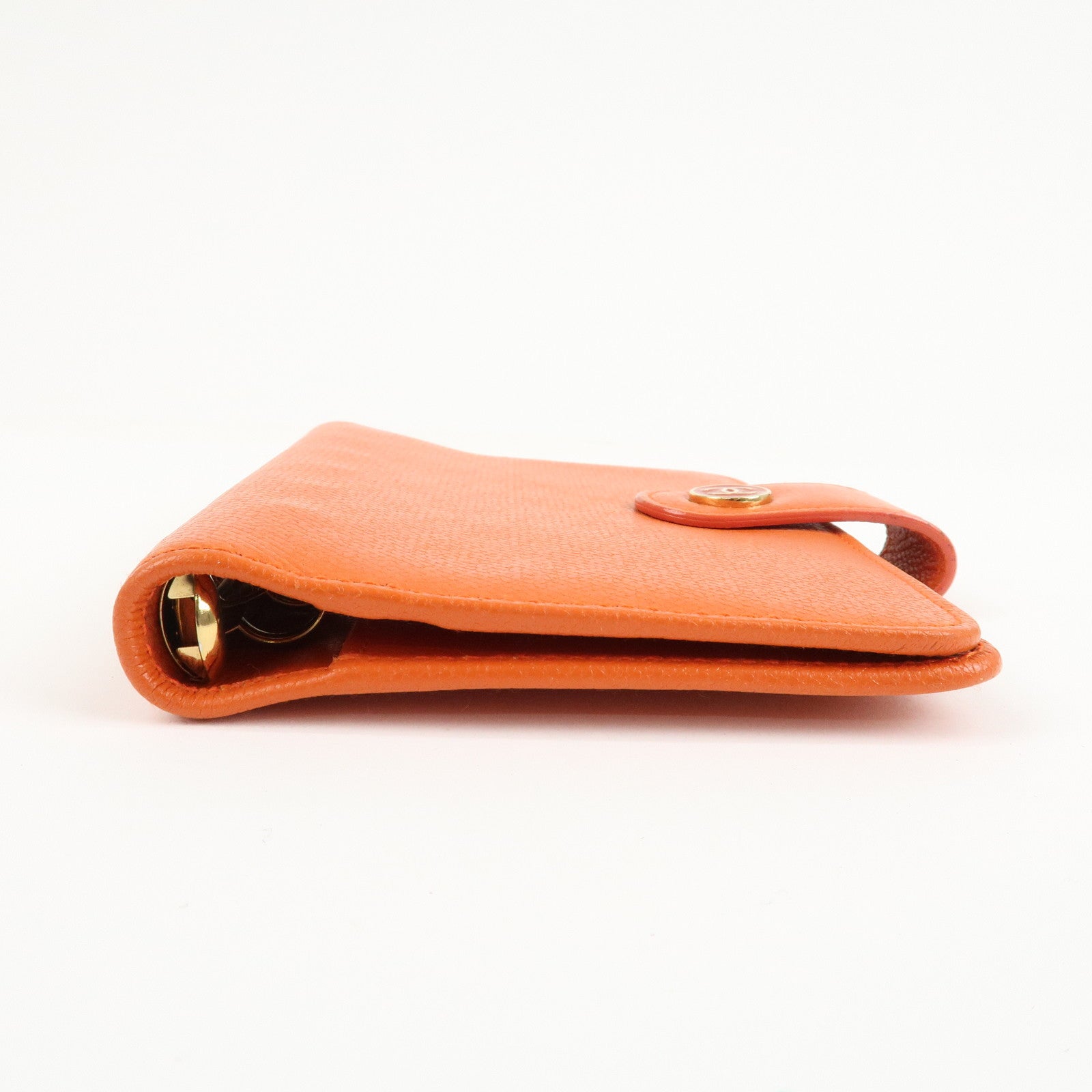 CHANEL Leather Planner Cover Orange Gold Hardware Used