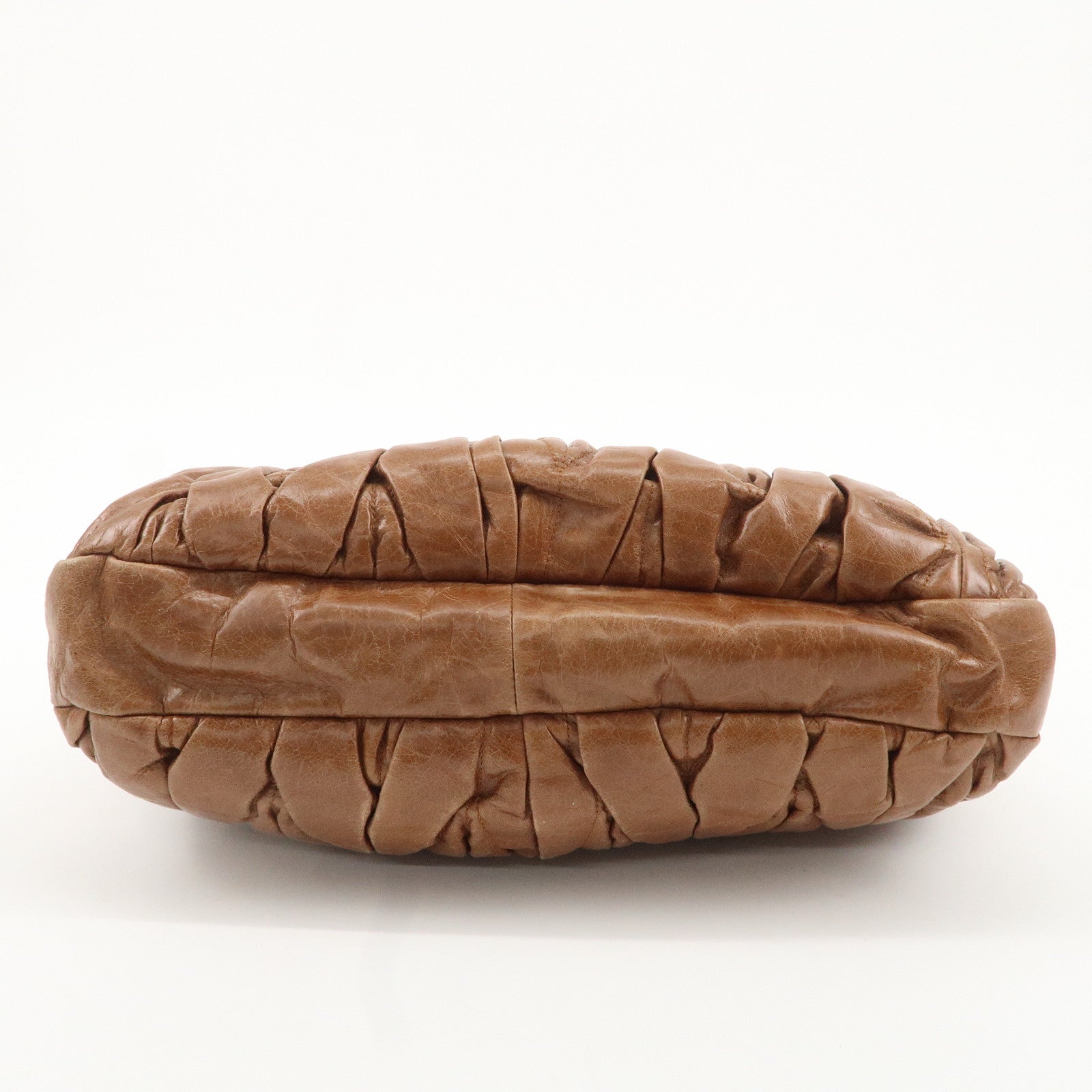 MIU MIU Matelasse Leather 2Way Bag Shoulder Bag Brown Used