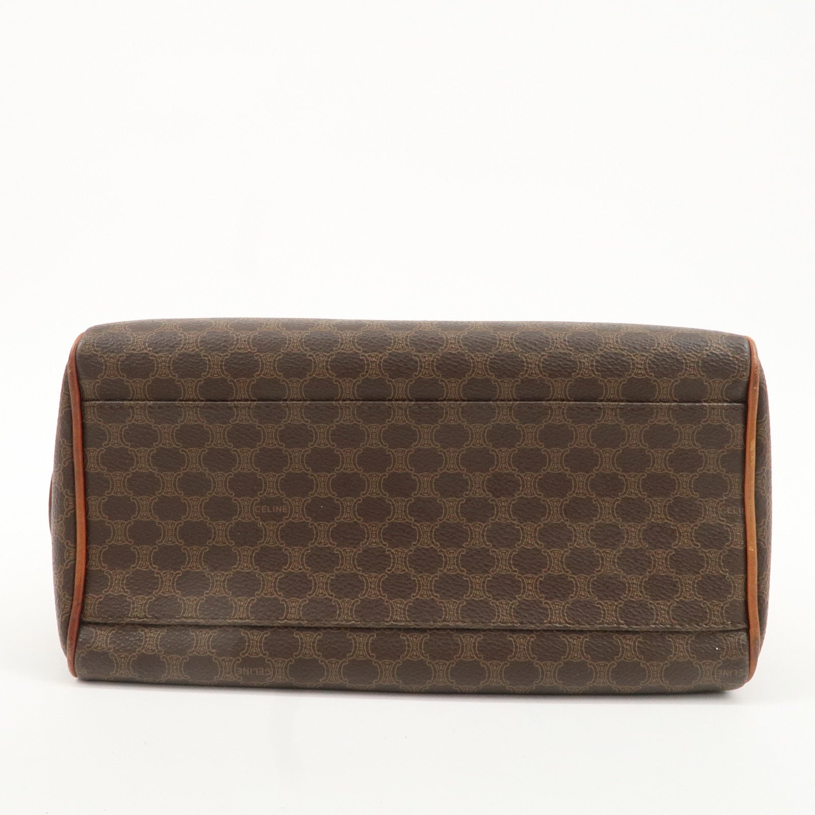 CELINE Macadam PVC Leather Boston Bag Hand Bag Brown Used