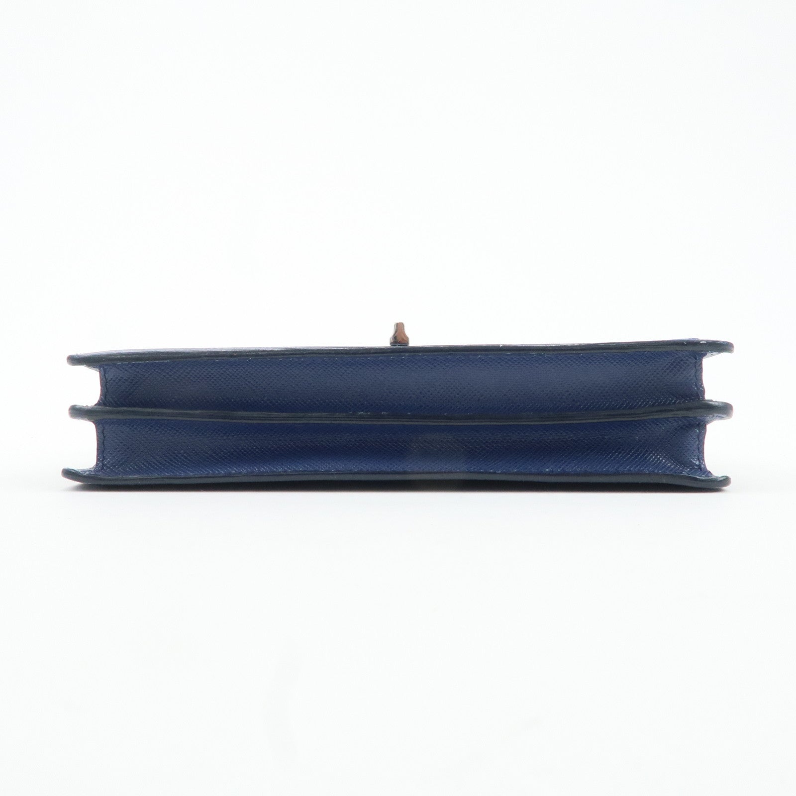 PRADA Leather Shoulder Bag Blue Navy Used