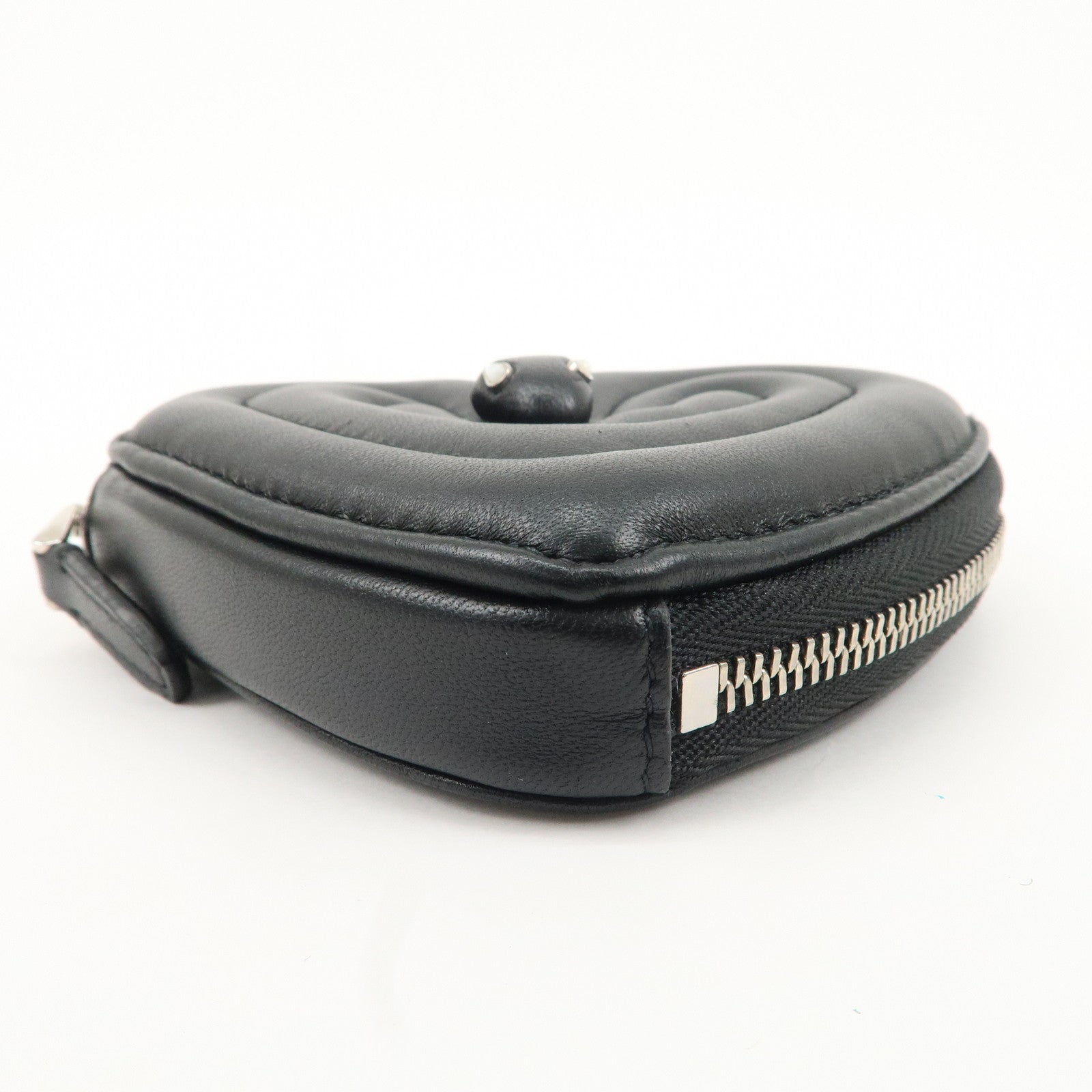 BVLGARI Leather AMBUSH Serpenti Heart Zipper Coin Case Black Used