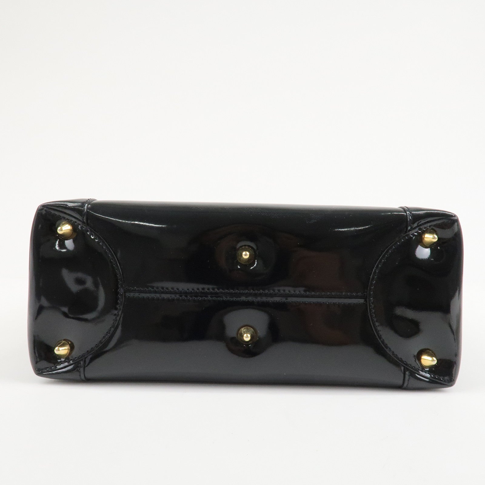 Christian Dior Maris Pearl Patent Leather Tote Bag Black Used