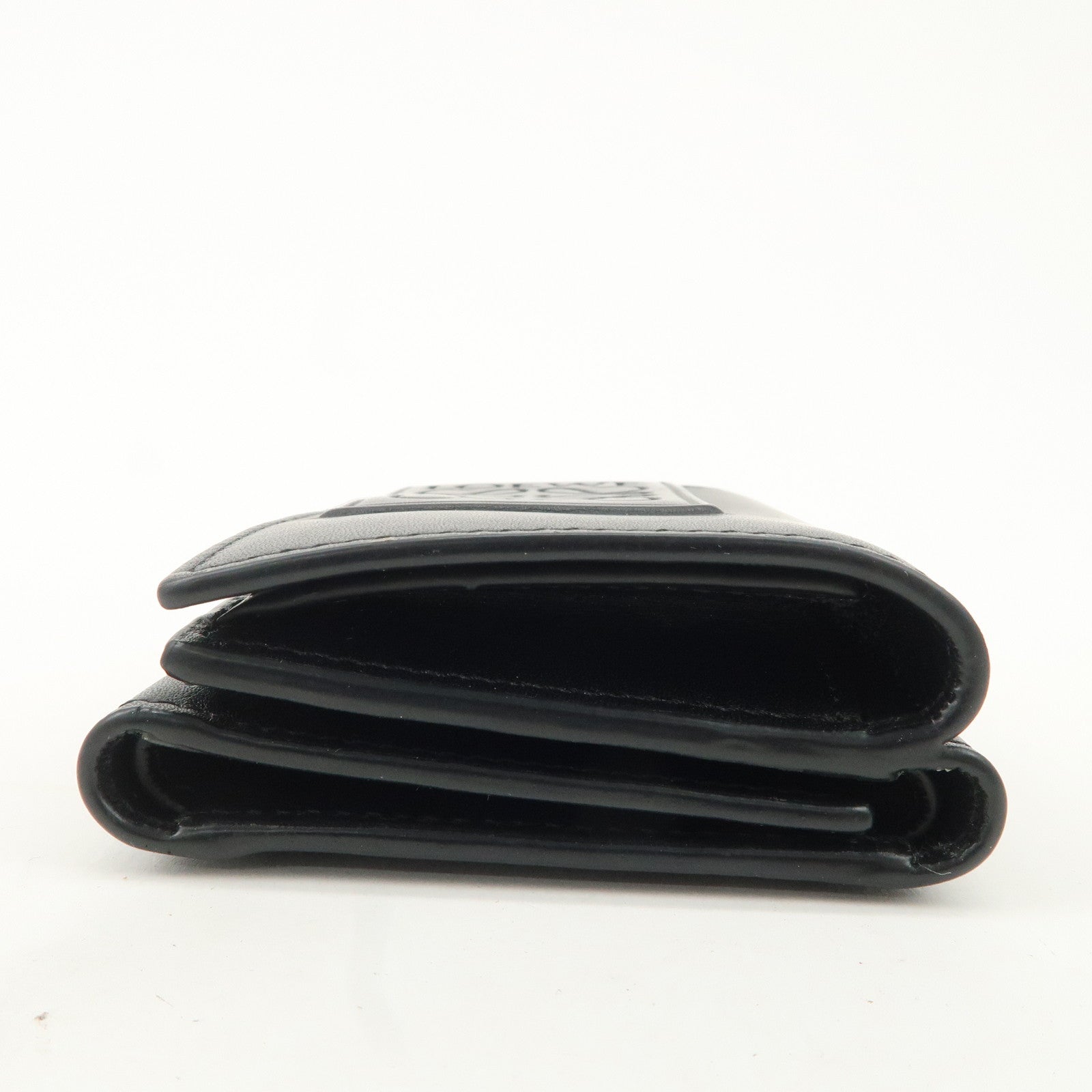 LOEWE Anagram Leather Tri-fold Wallet Black Used