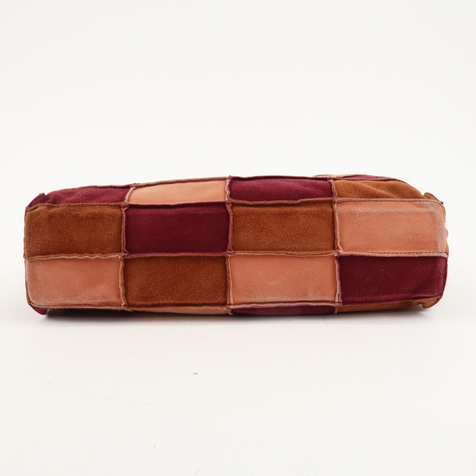 CHANEL Suede Patchwork Shoulder Bag Beige Brown Wine Red Used