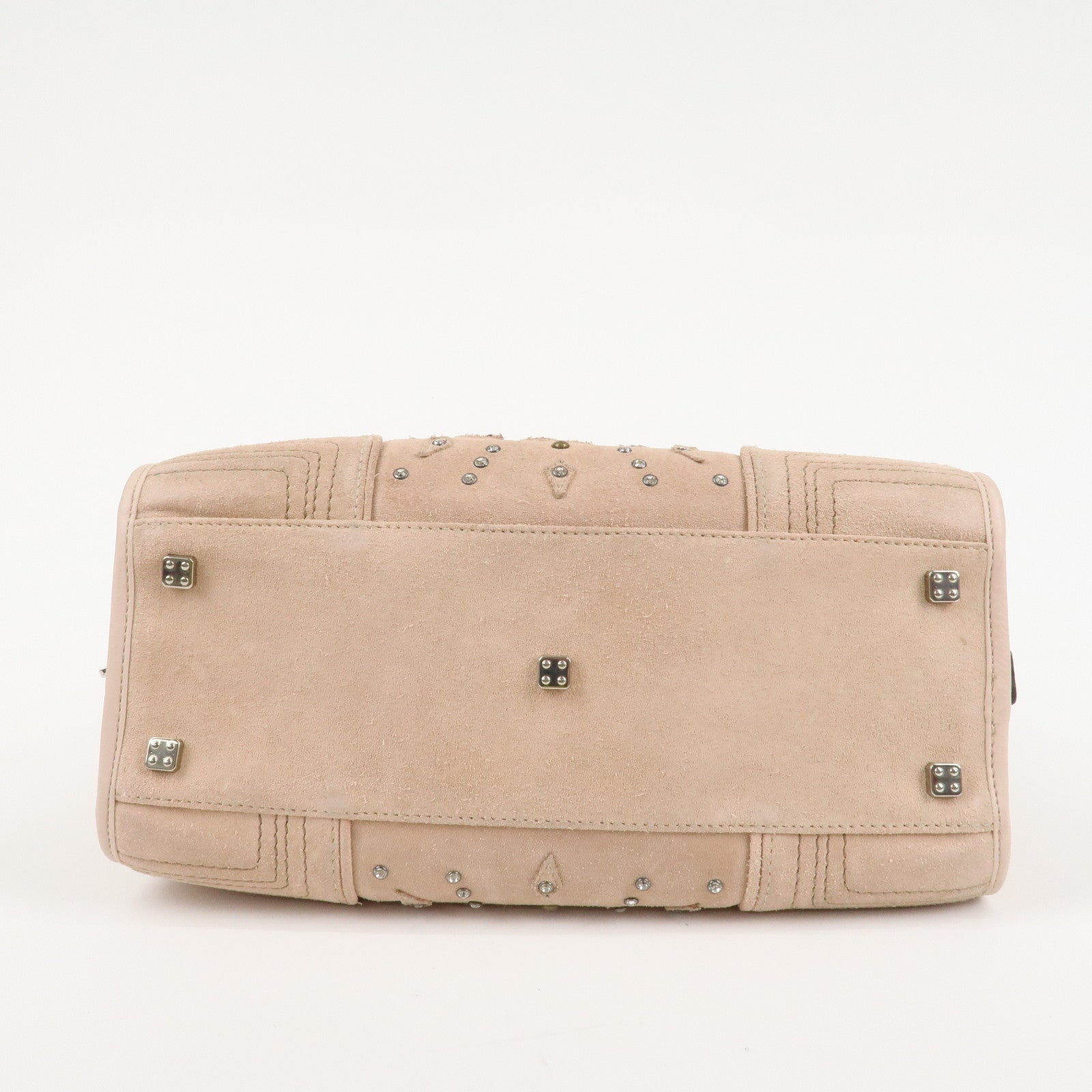 LOEWE Suede Amazona 28 Bijou Hand Bag Beige Pink Silver Hardware Used